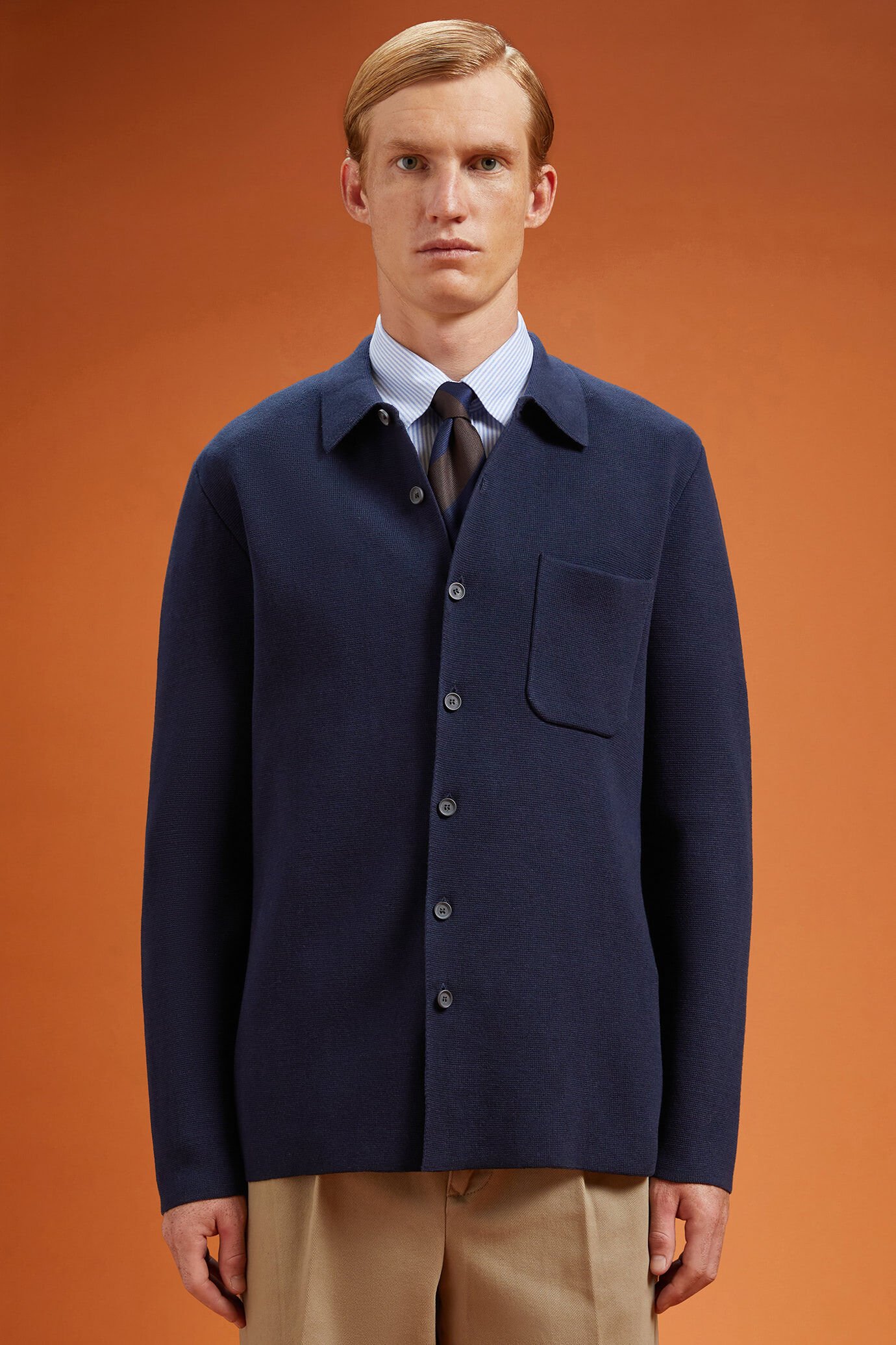 Men's regular fit jacket in 100% cotton jersey Punto Milano