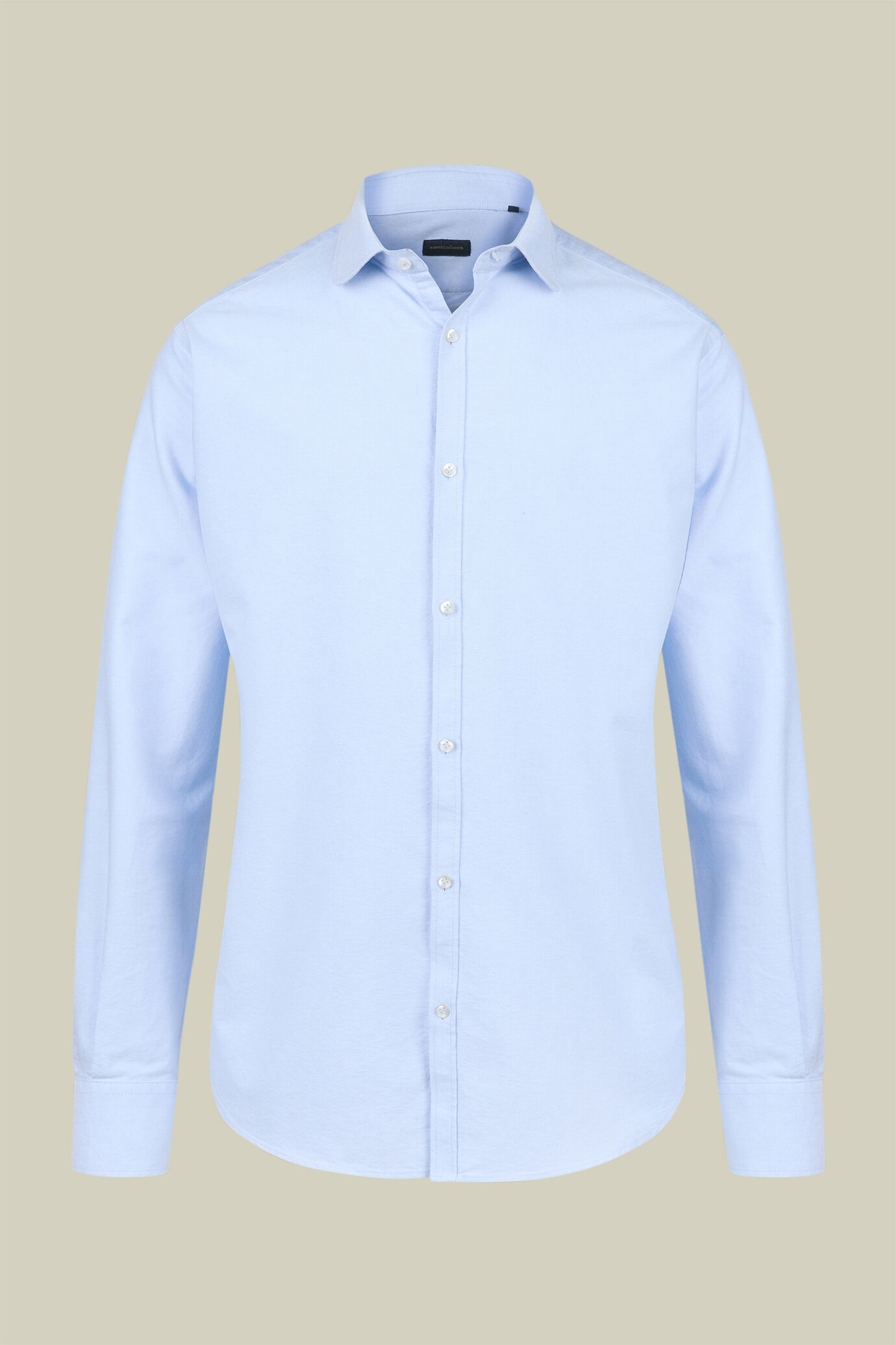 Chemise décontractée pour homme à col arrondi, 100% coton, tissu oxford uni, coupe confort image number 0