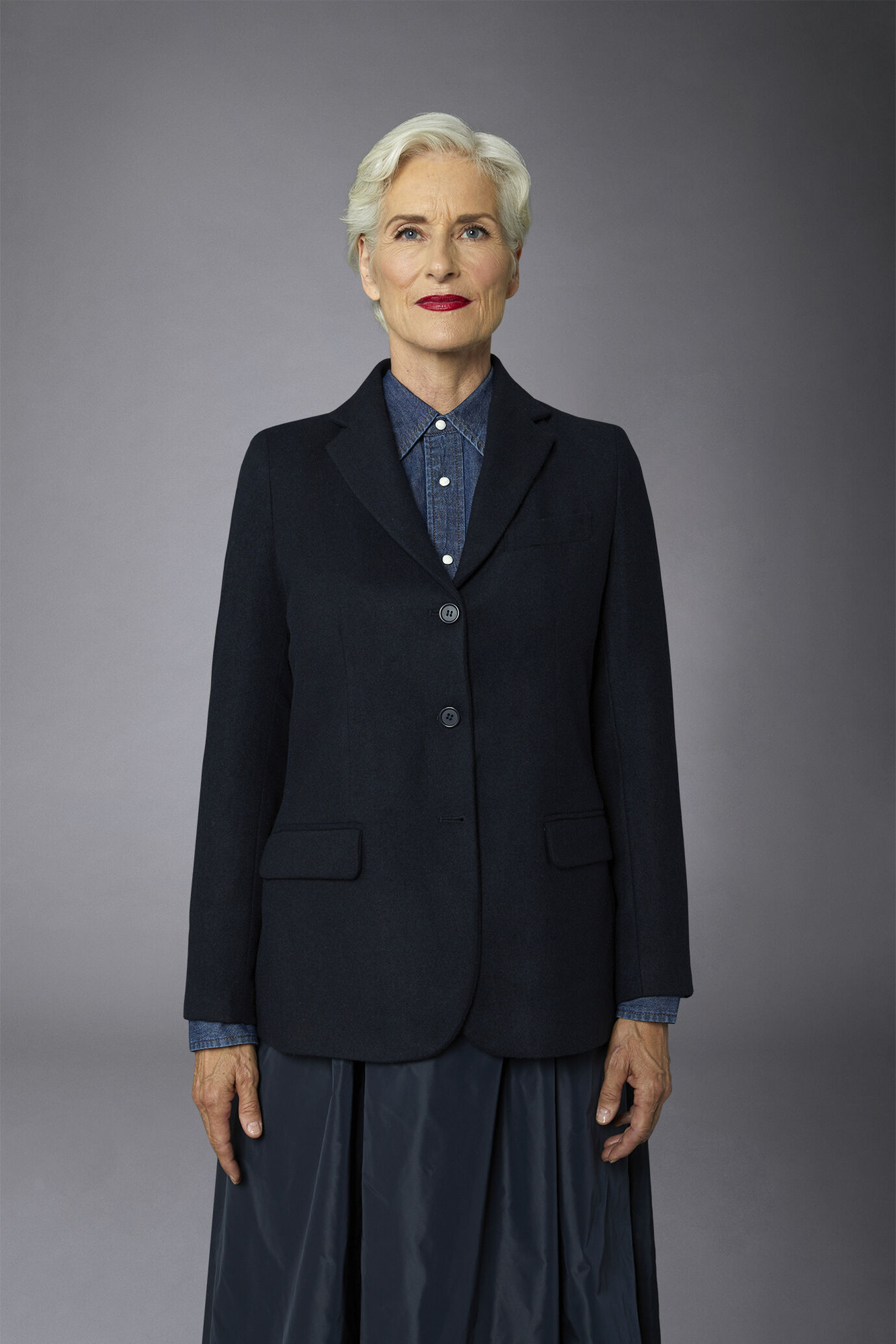 Women's single-breasted tweed-wool-blend jacket image number 2