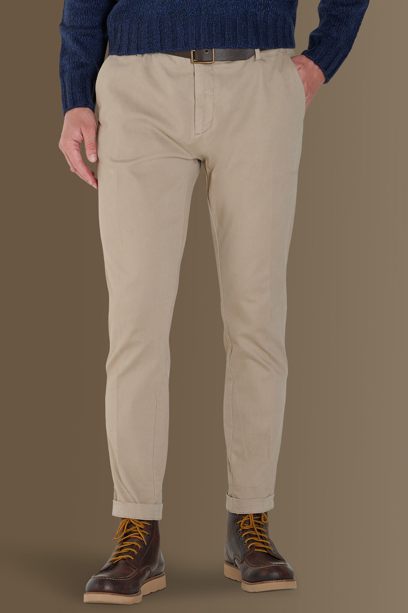 Pantalone classico chino twill elasticizzato image number 1