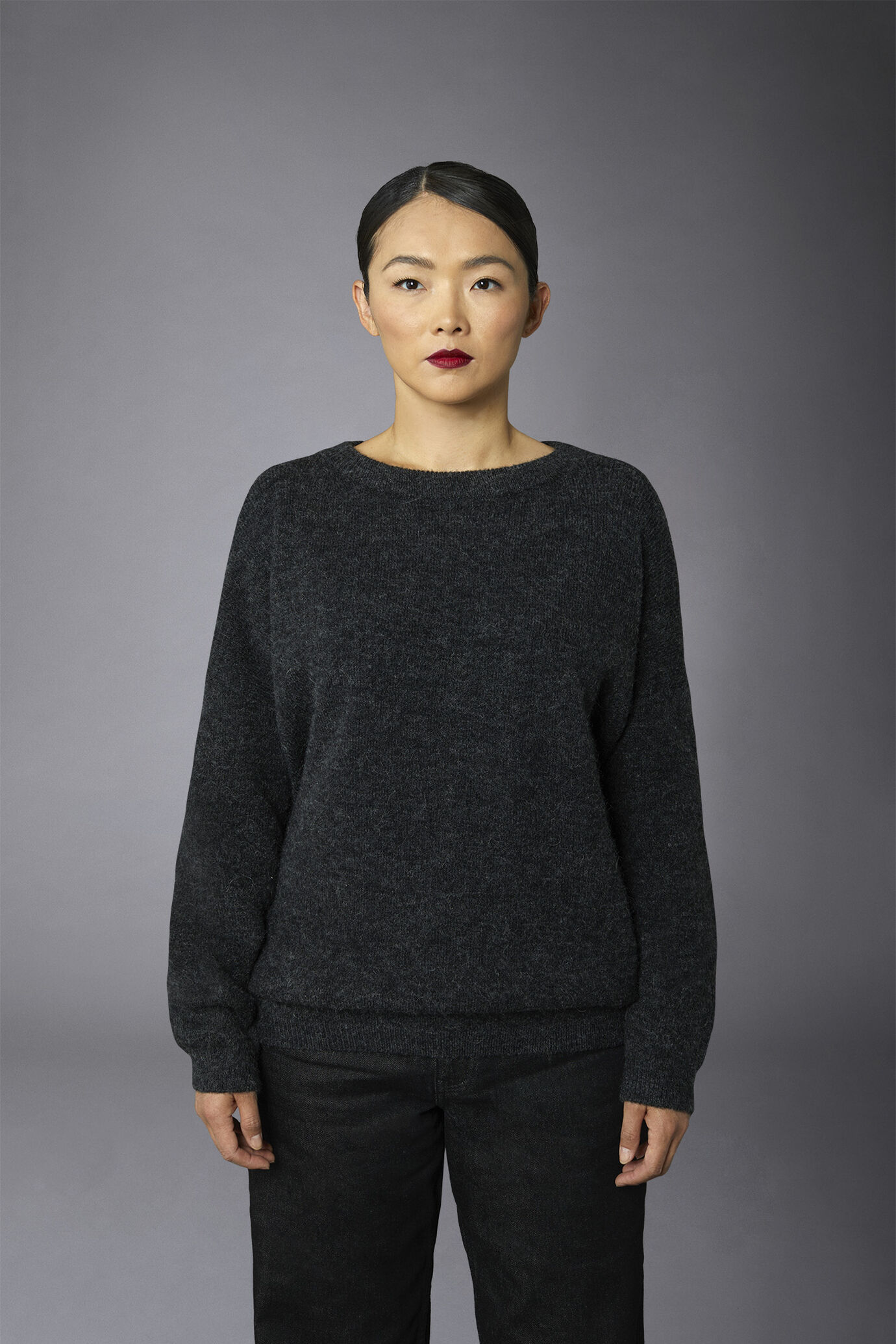 Women's crew neck mohair blend sweater image number 2