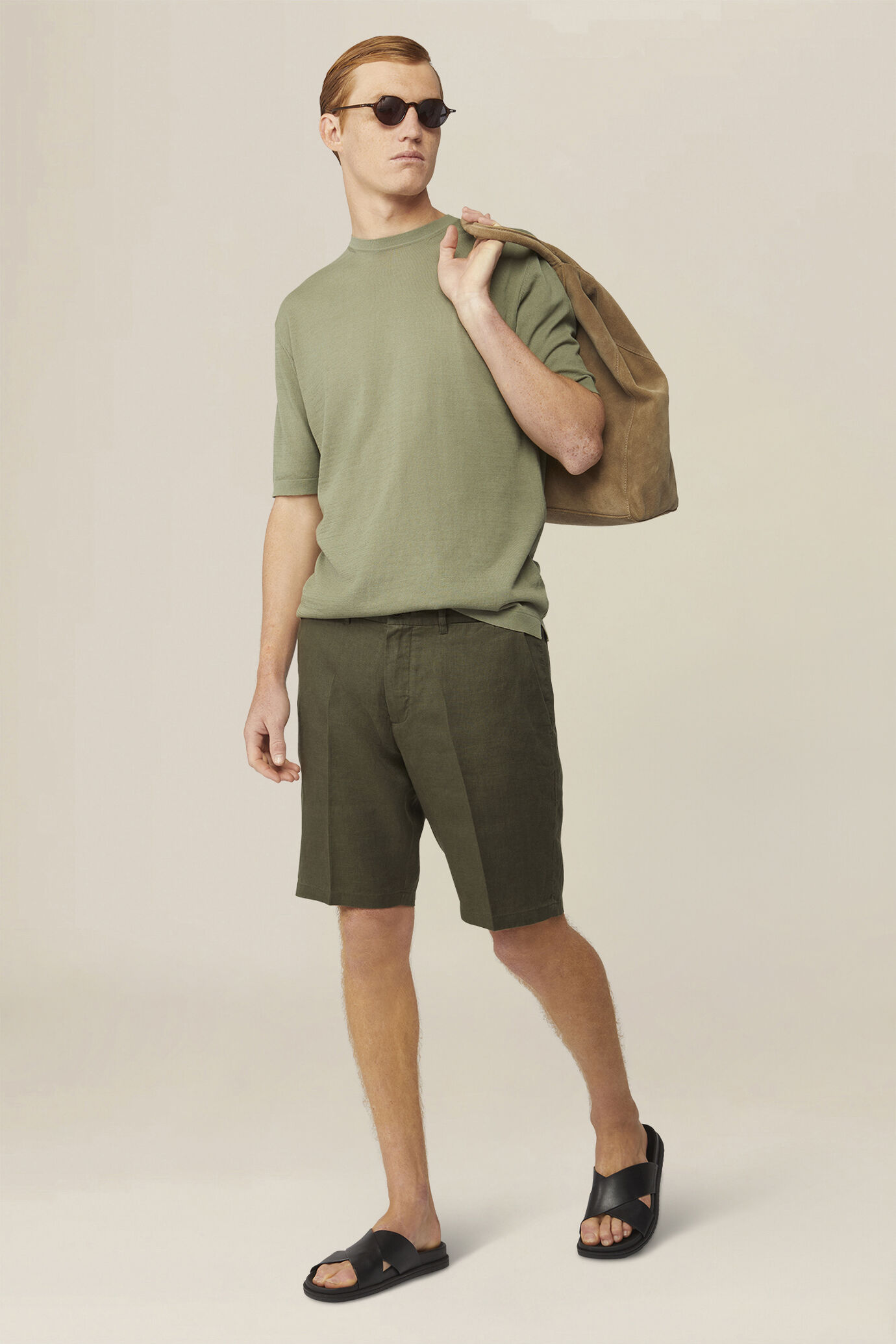Men's 100% linen Bermuda shorts, regular fit image number 0