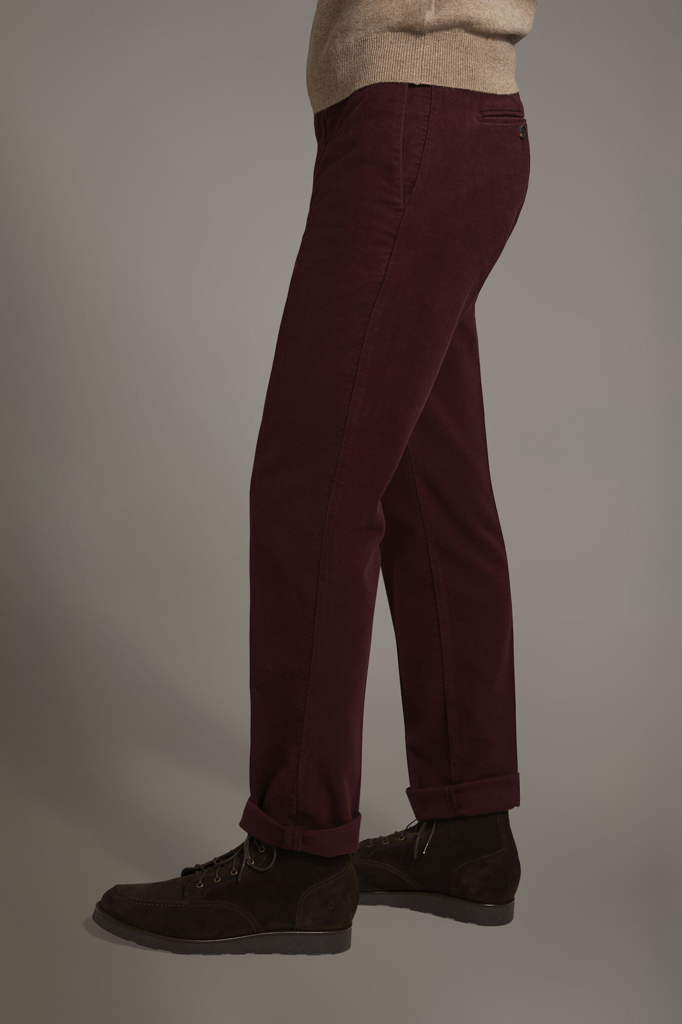 Regular fit chino trousers in moleskin fabric image number 3