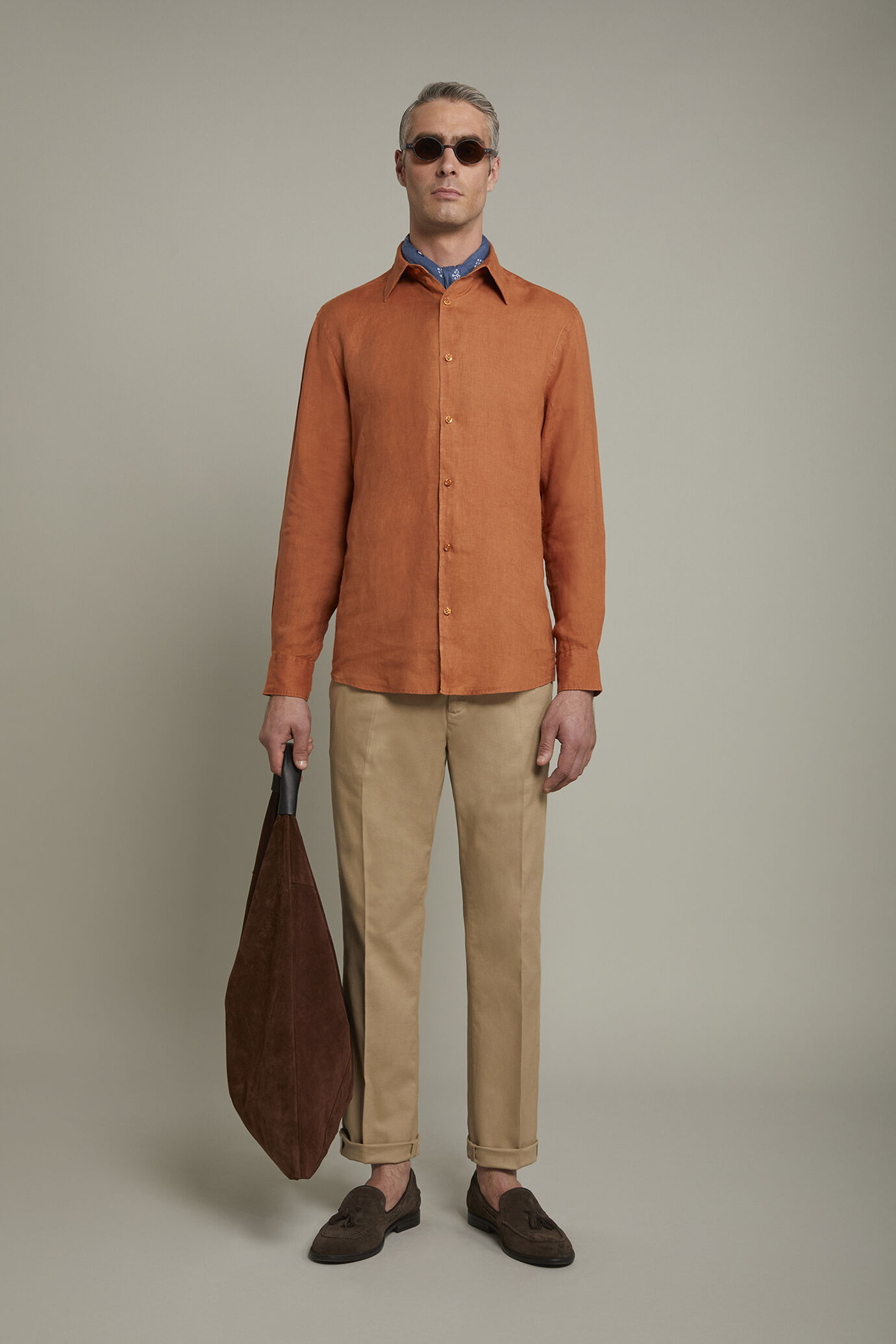 Pantalone uomo classico con pinces tessuto armaturato comfort fit