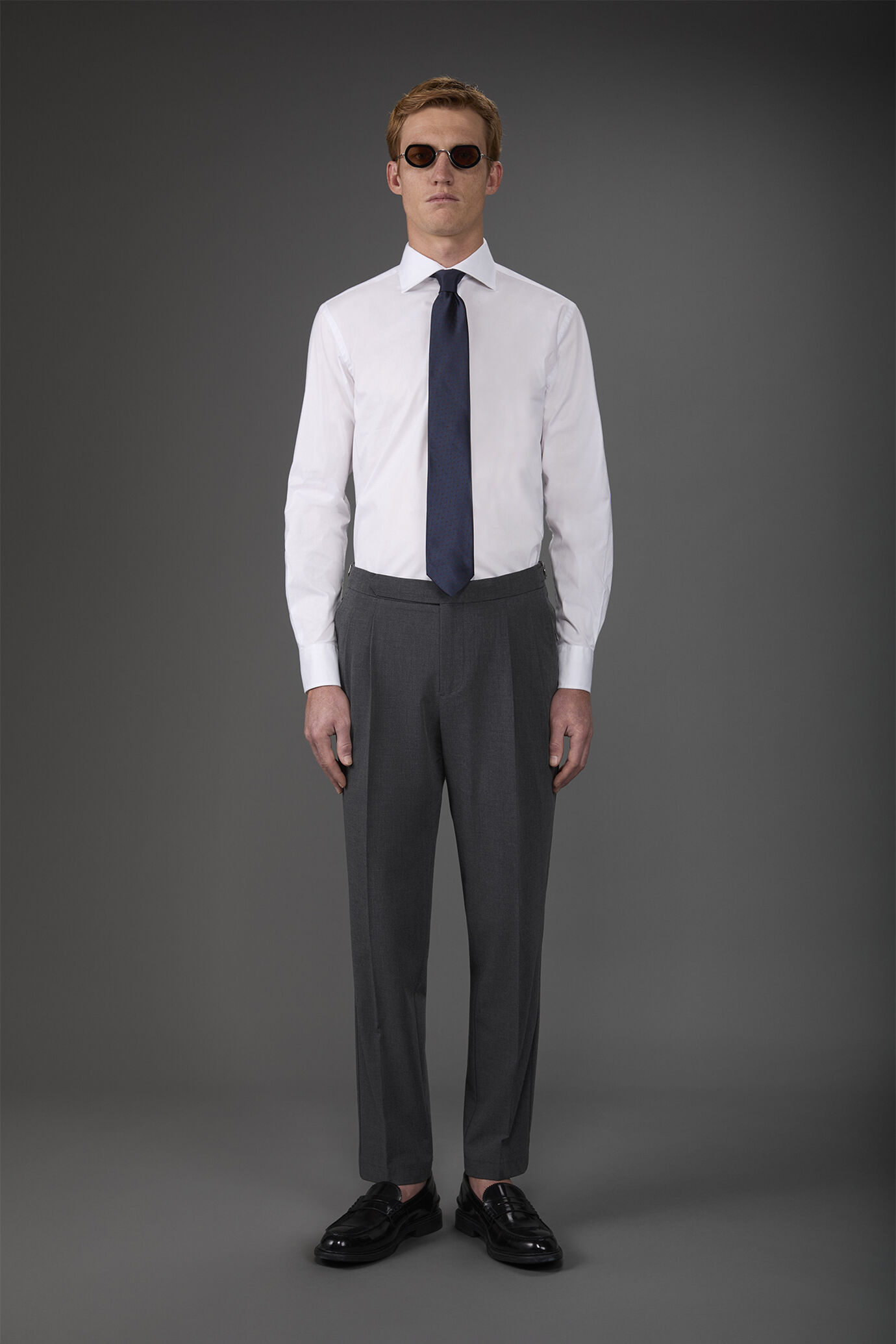 Camicia classica collo francese uomo tinta unita fiammato image number 2