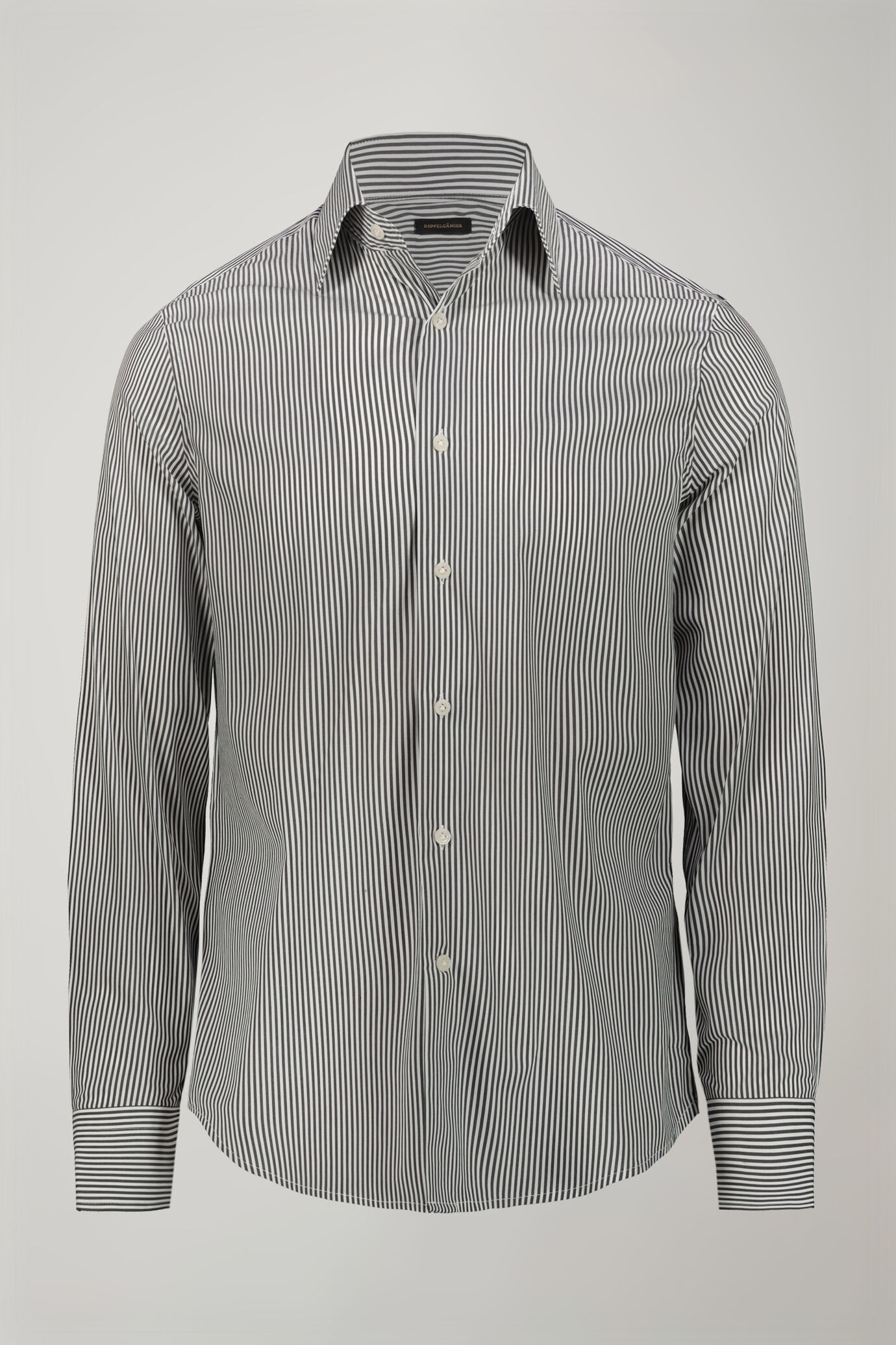 Camicia tecnica uomo collo classico tessuto nylon stampato a righe regular fit image number 5