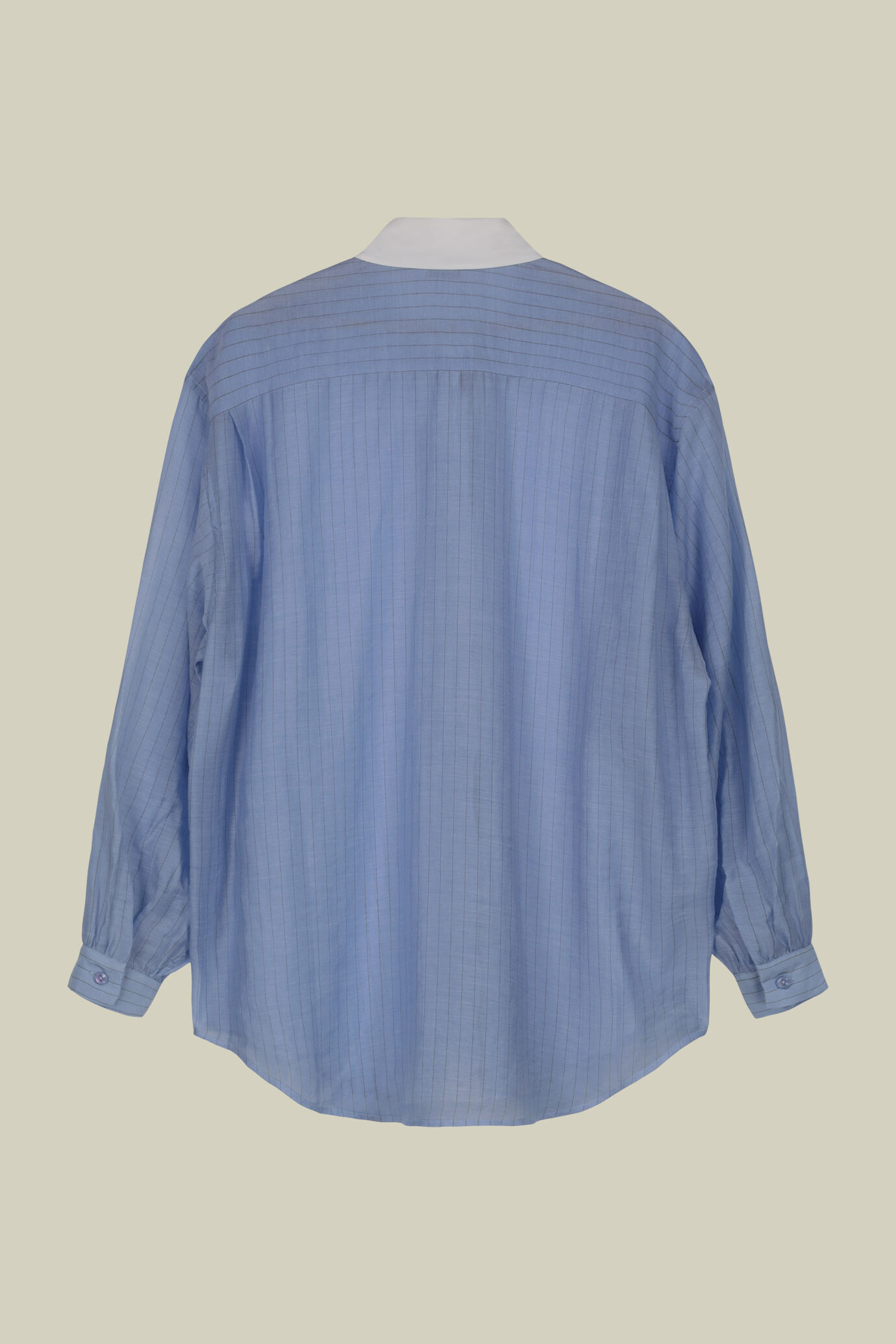 Camicia donna oversized con collo in unito in tessuto trasparente a righe image number 5