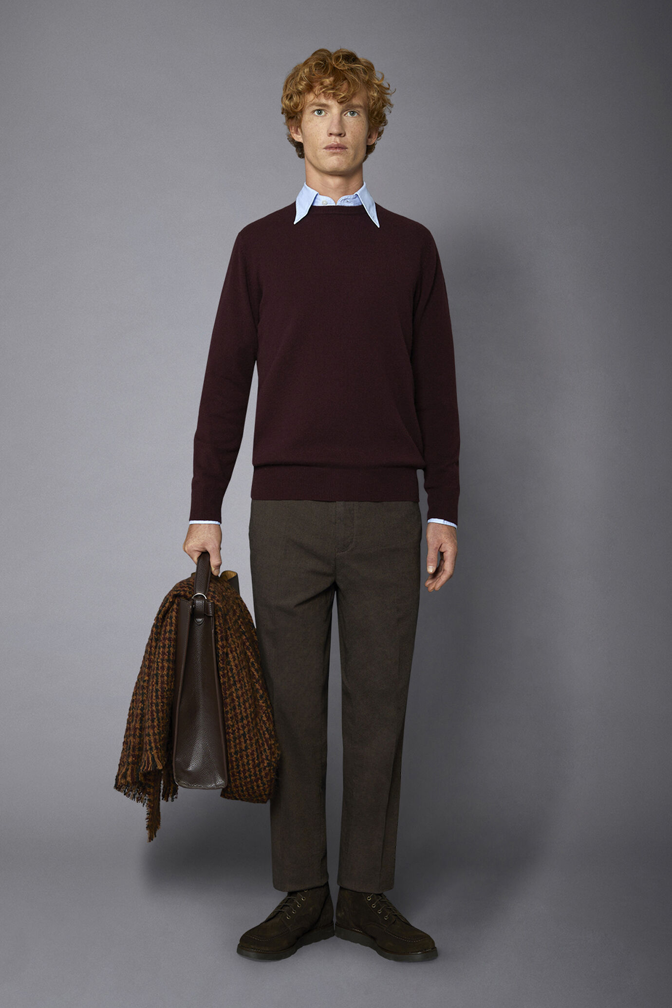Men's roundneck sweater in 100% extra-fine merino wool lanerossi regular fit