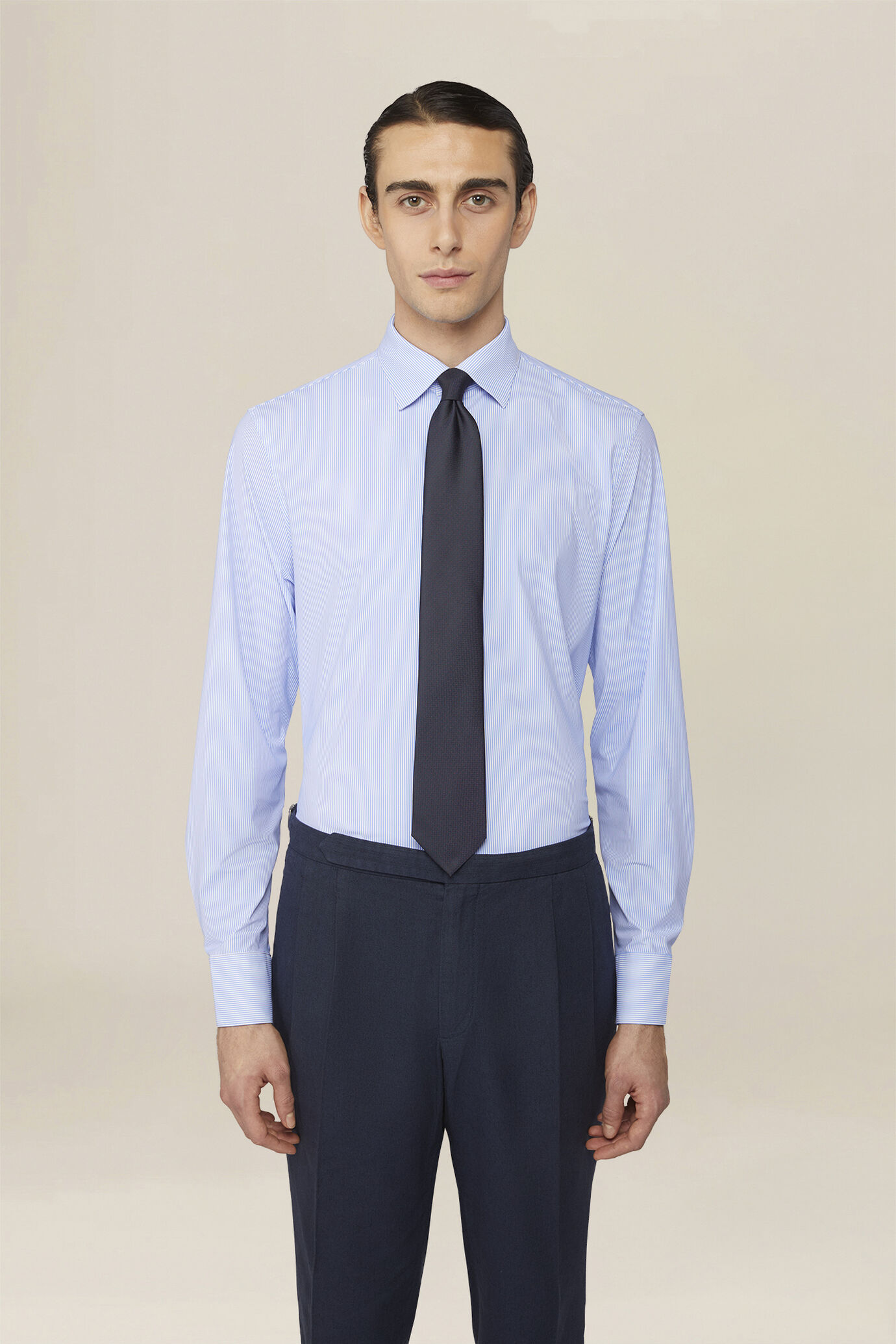 Camicia uomo classica elasticizzata con stampa a righe