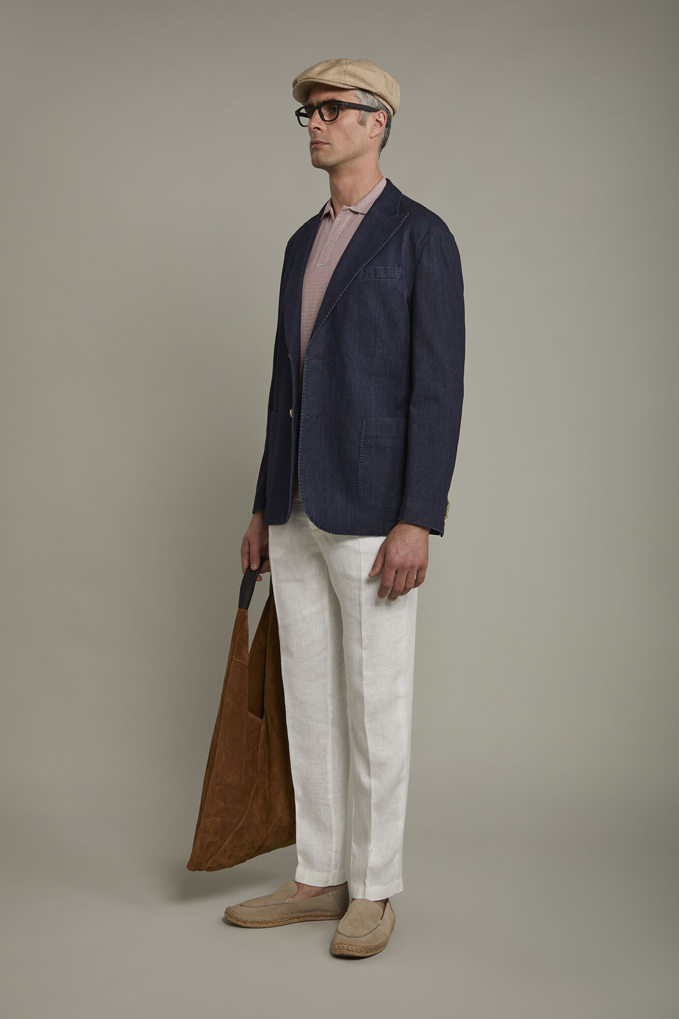 Giacca uomo sfoderata monopetto con rever a lancia e tasche a toppa regular fit image number 1