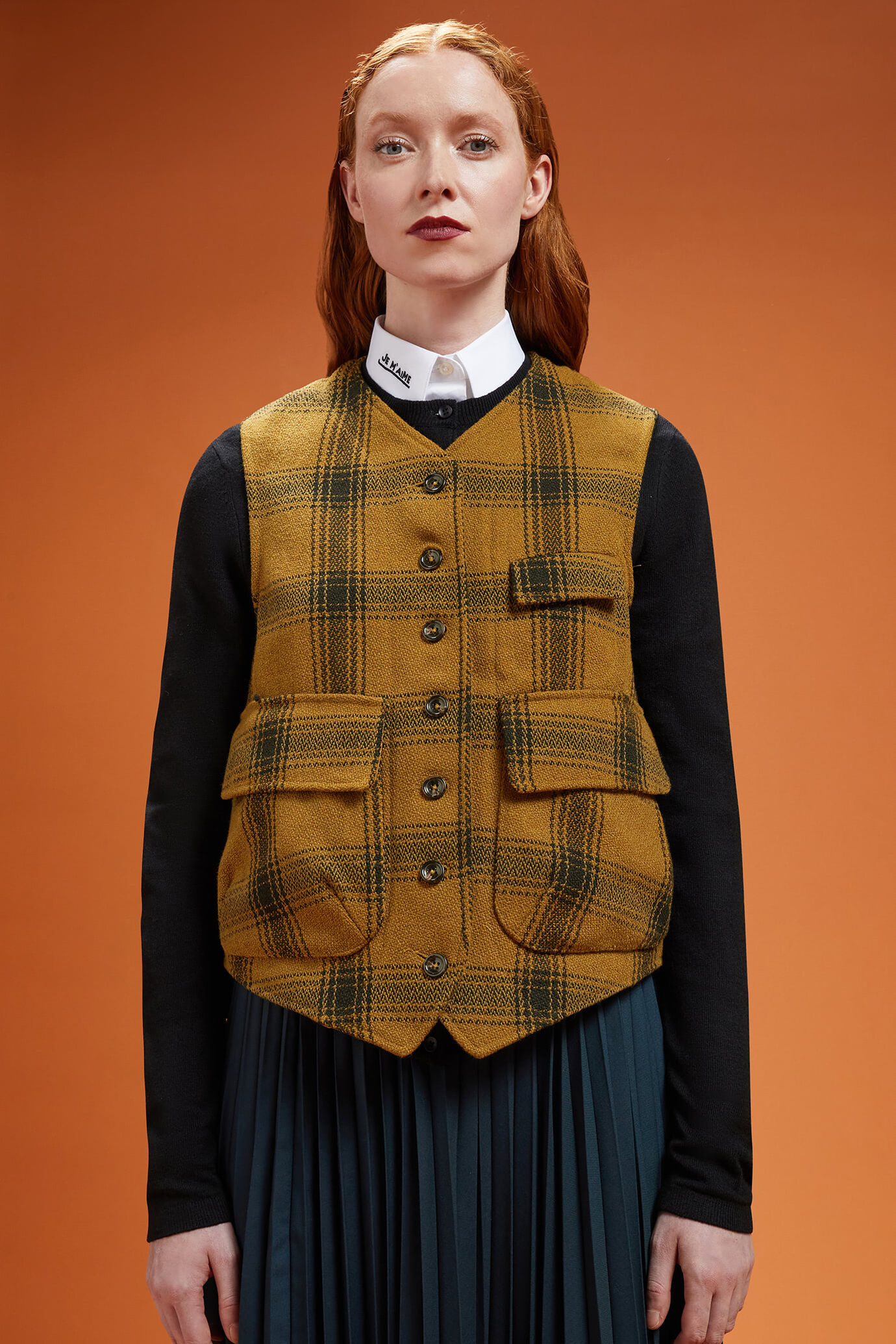 Gilet donna monopetto Wool Blend a quadri regular fit