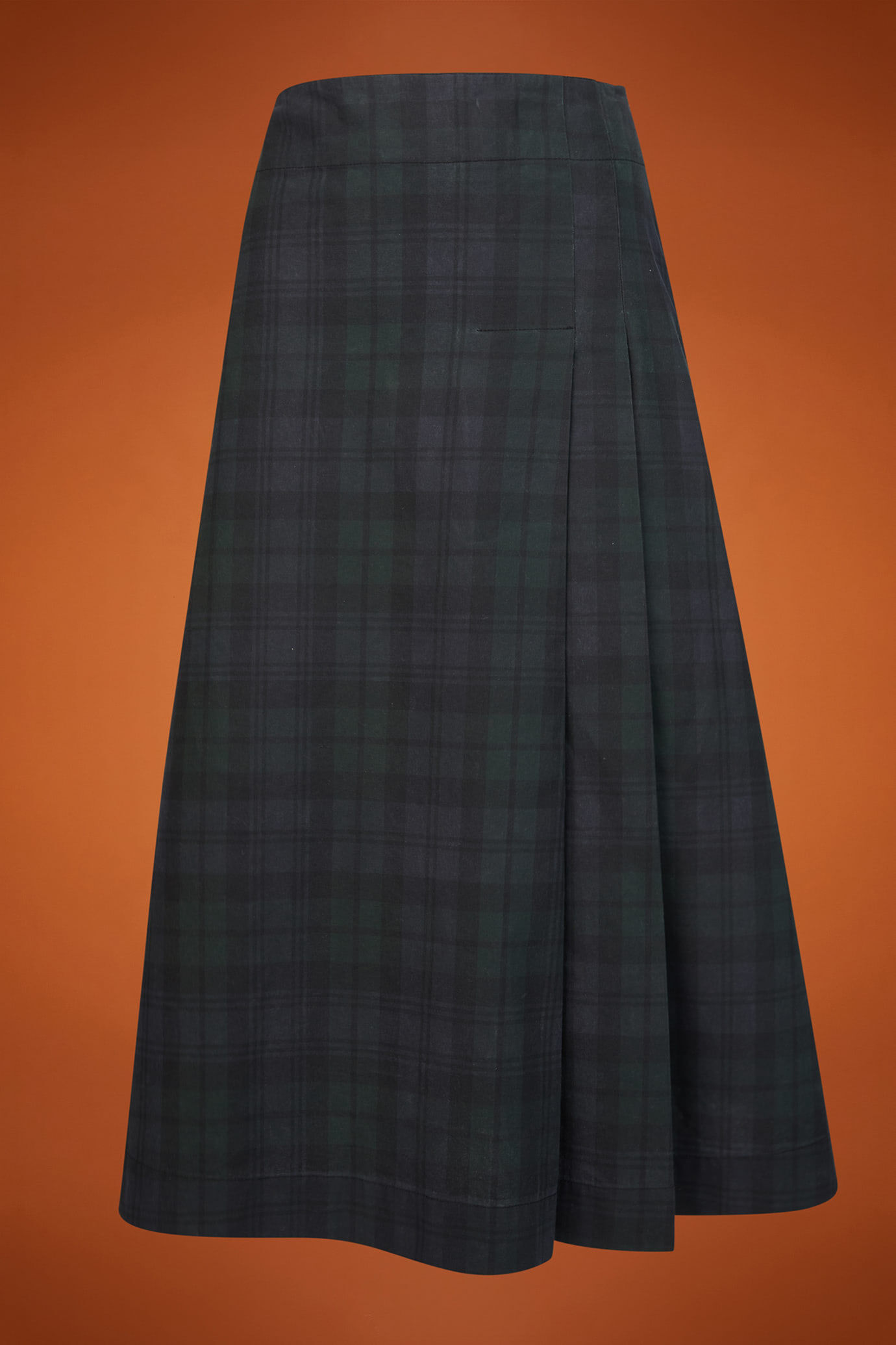Women's regular fit checked midi skirt in coated cotton image number 5