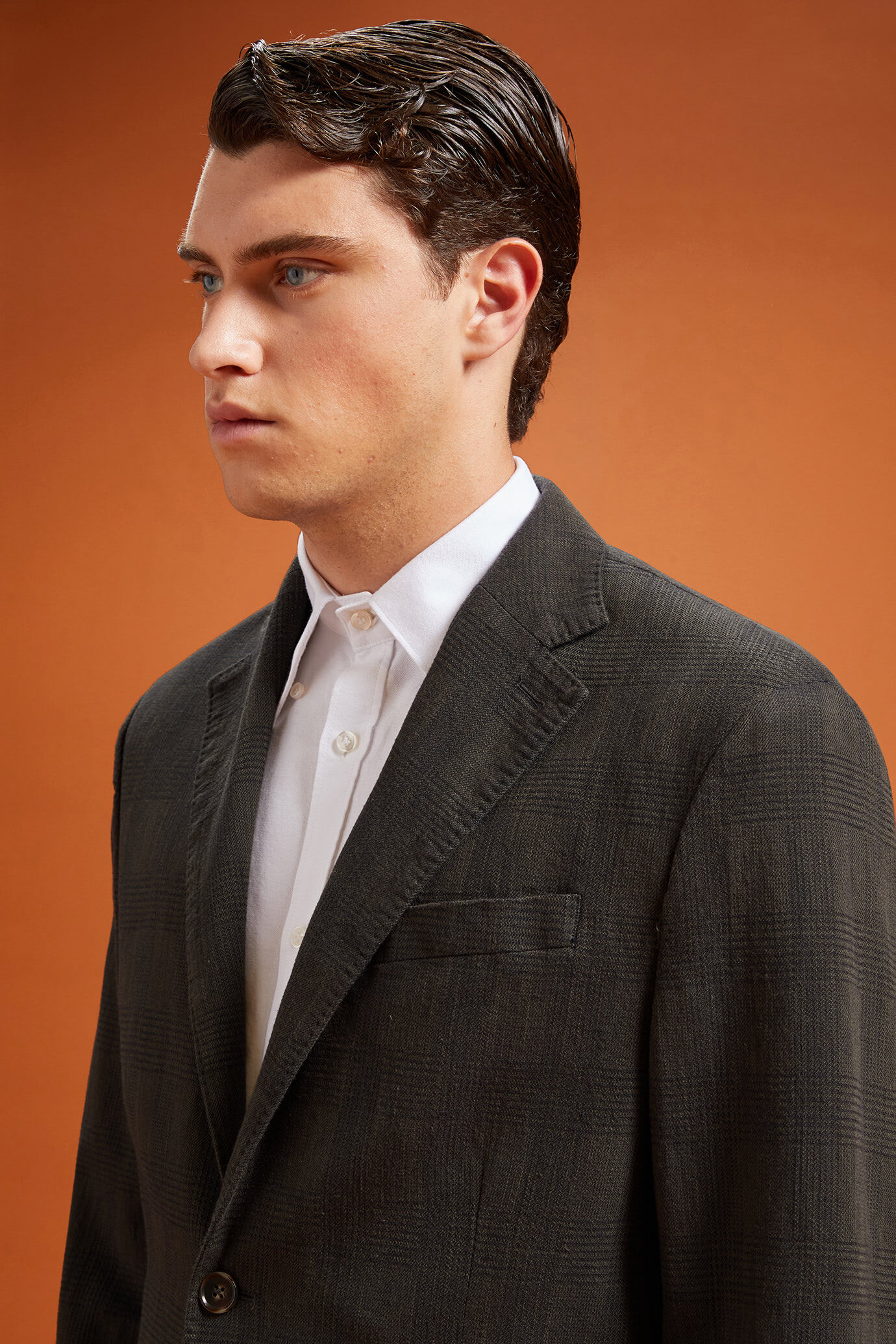 Men’s unlined single-breasted blazer with patch pockets Prince of Wales design regular fit image number 3