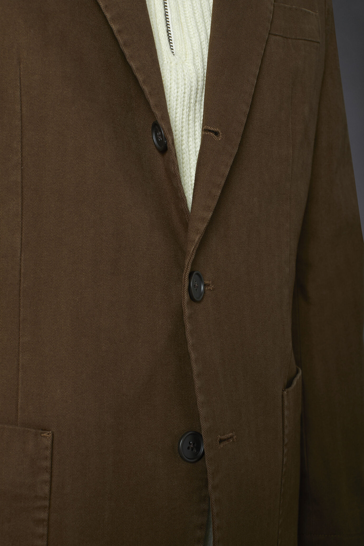Men's single-breasted jacket with patch pocket harringbone design regular fit image number 3