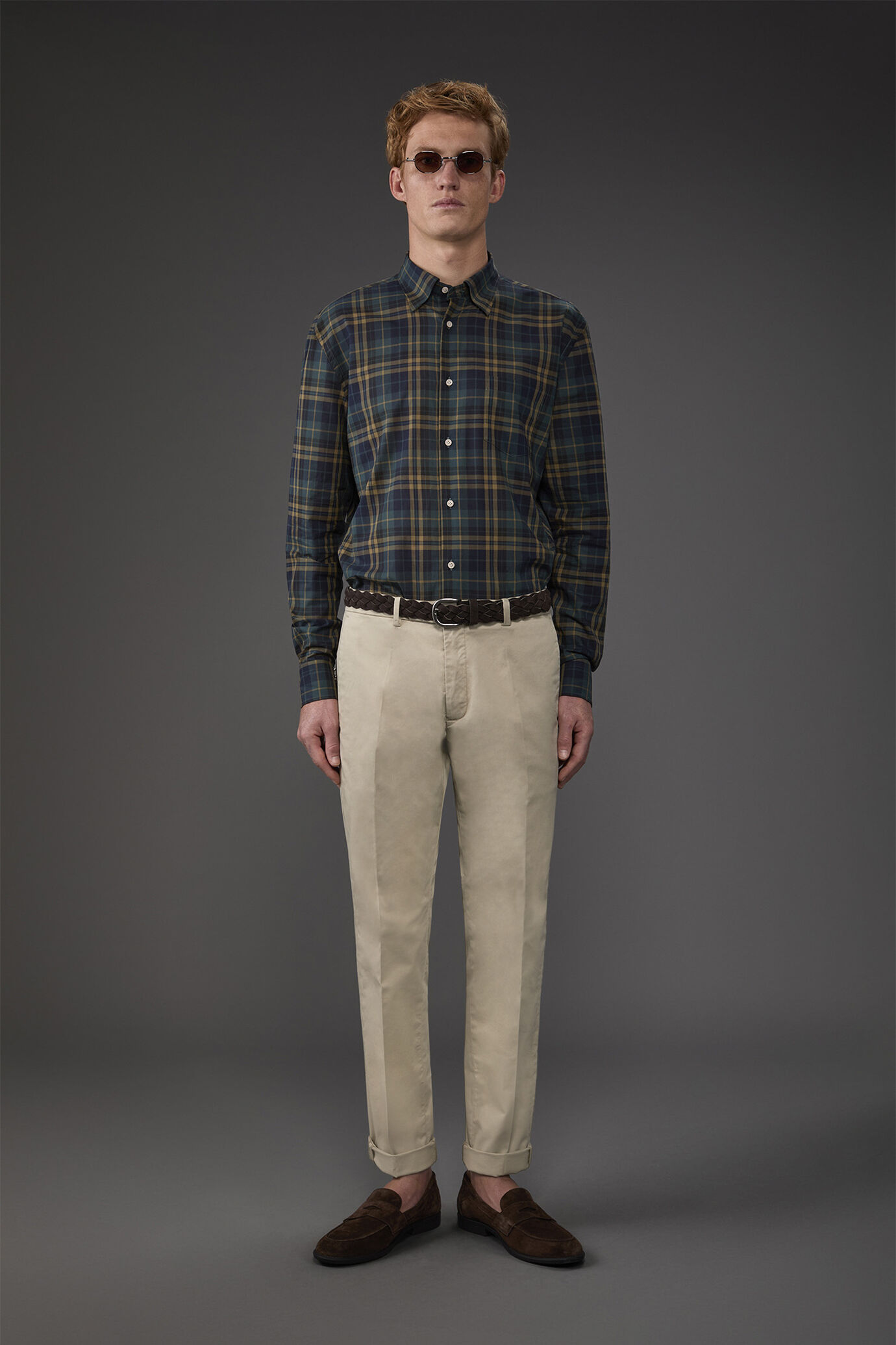 Herren-Freizeithemd mit verdecktem Button-Down-Kragen aus gewaschenem Musselin-Gewebe mit Karomuster image number 2