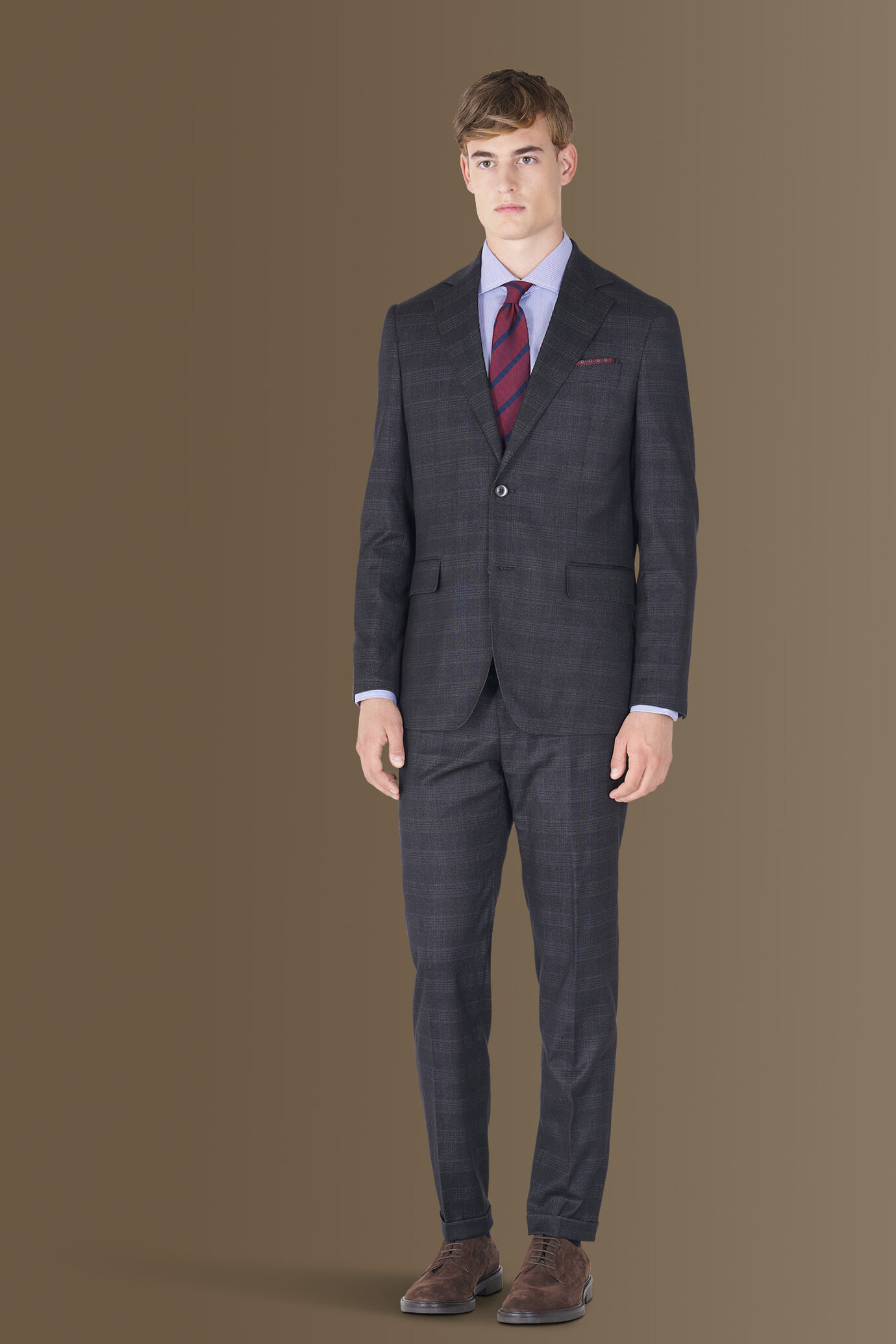 Single-breasted check fabric suit image number 0