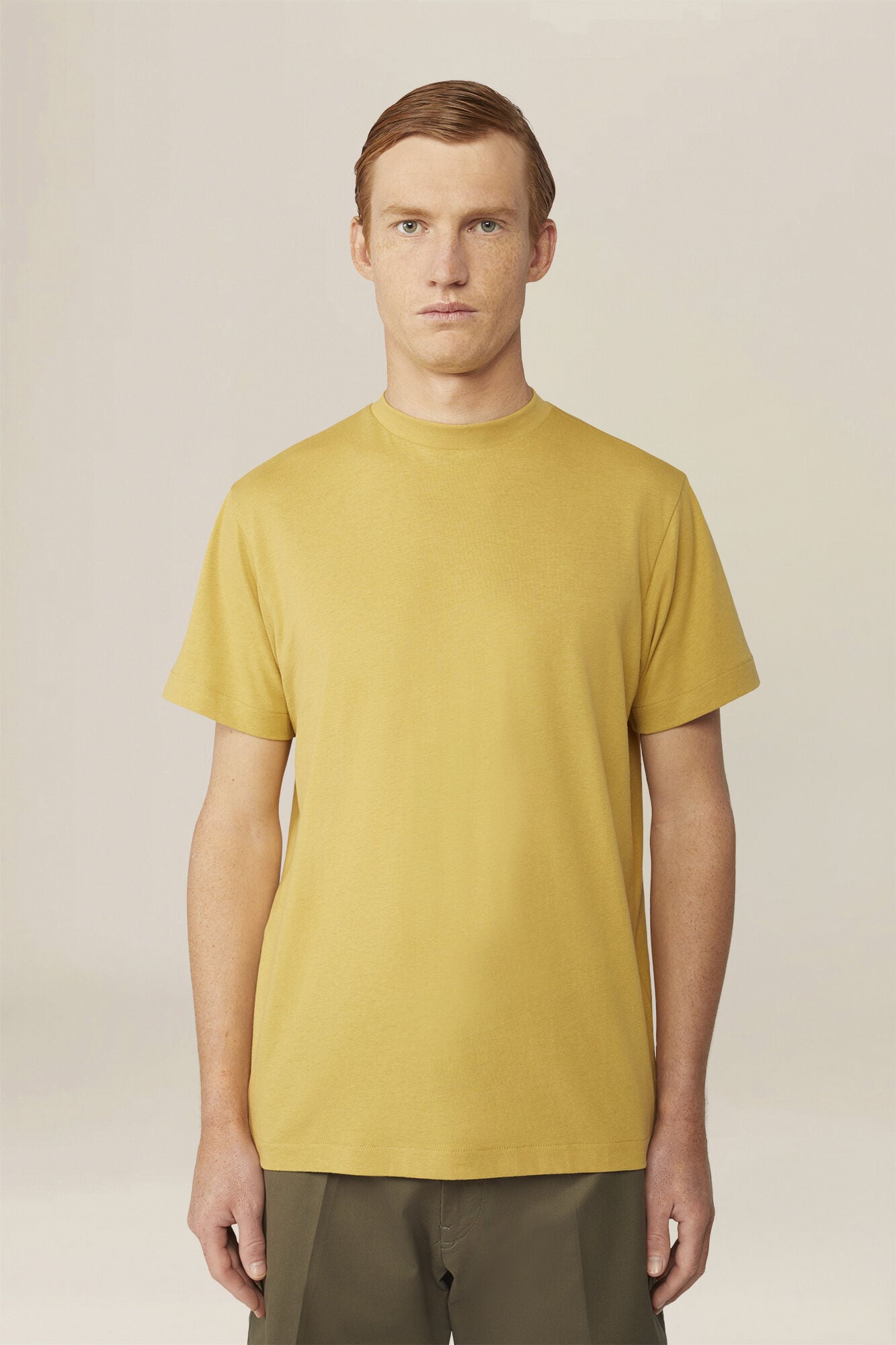 T-shirt uomo in jersey 100% cotone collo leggermente alto