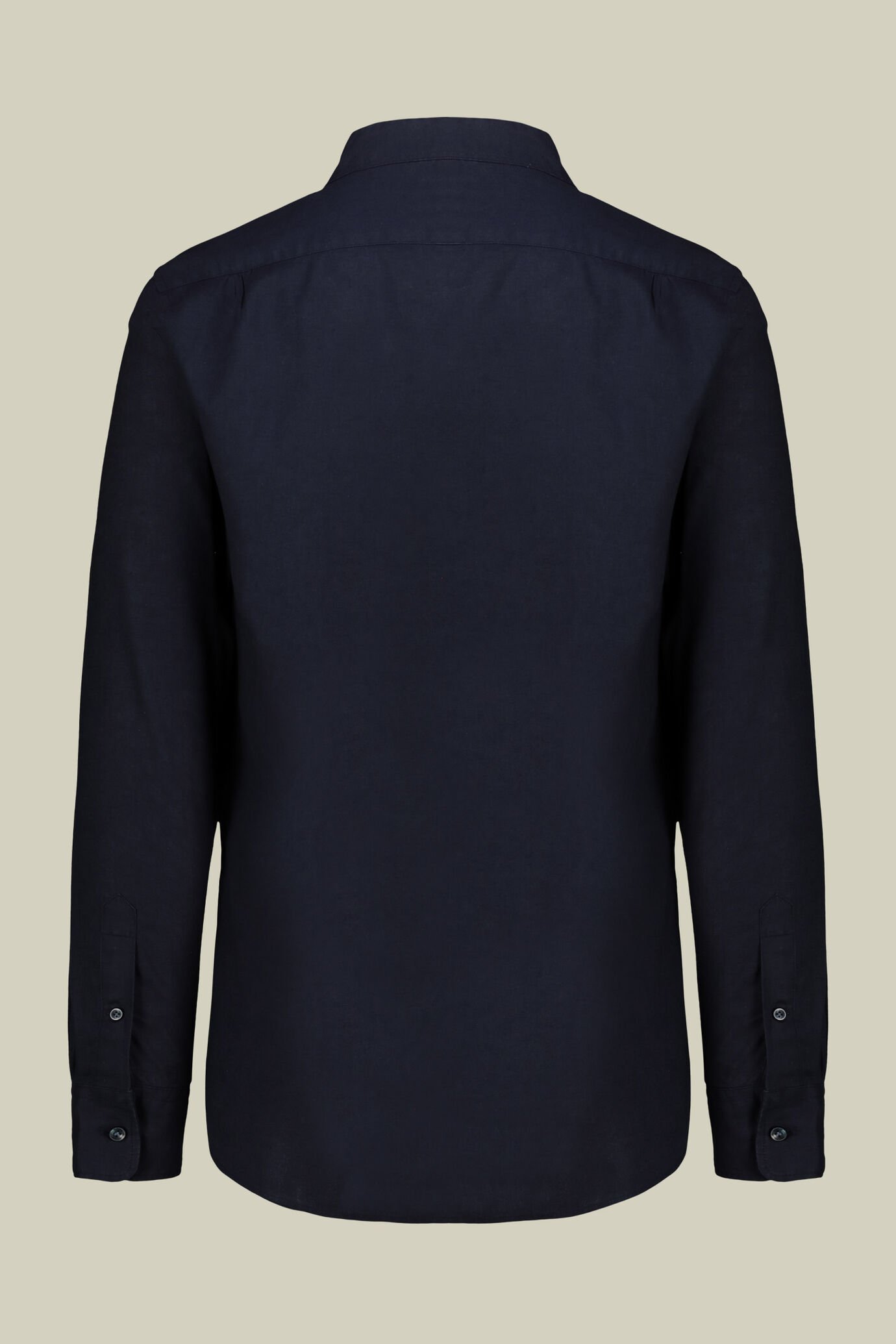 Casual men's shirt with mandarin collar and half button fastening, washed linen and cotton fabric image number 5
