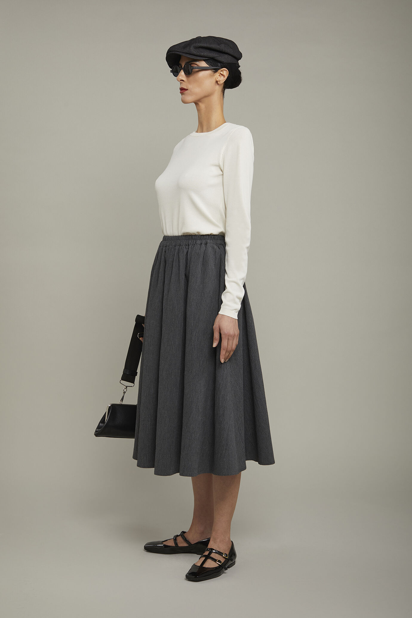 Jupe femme en coton gaufré uni coupe régulière