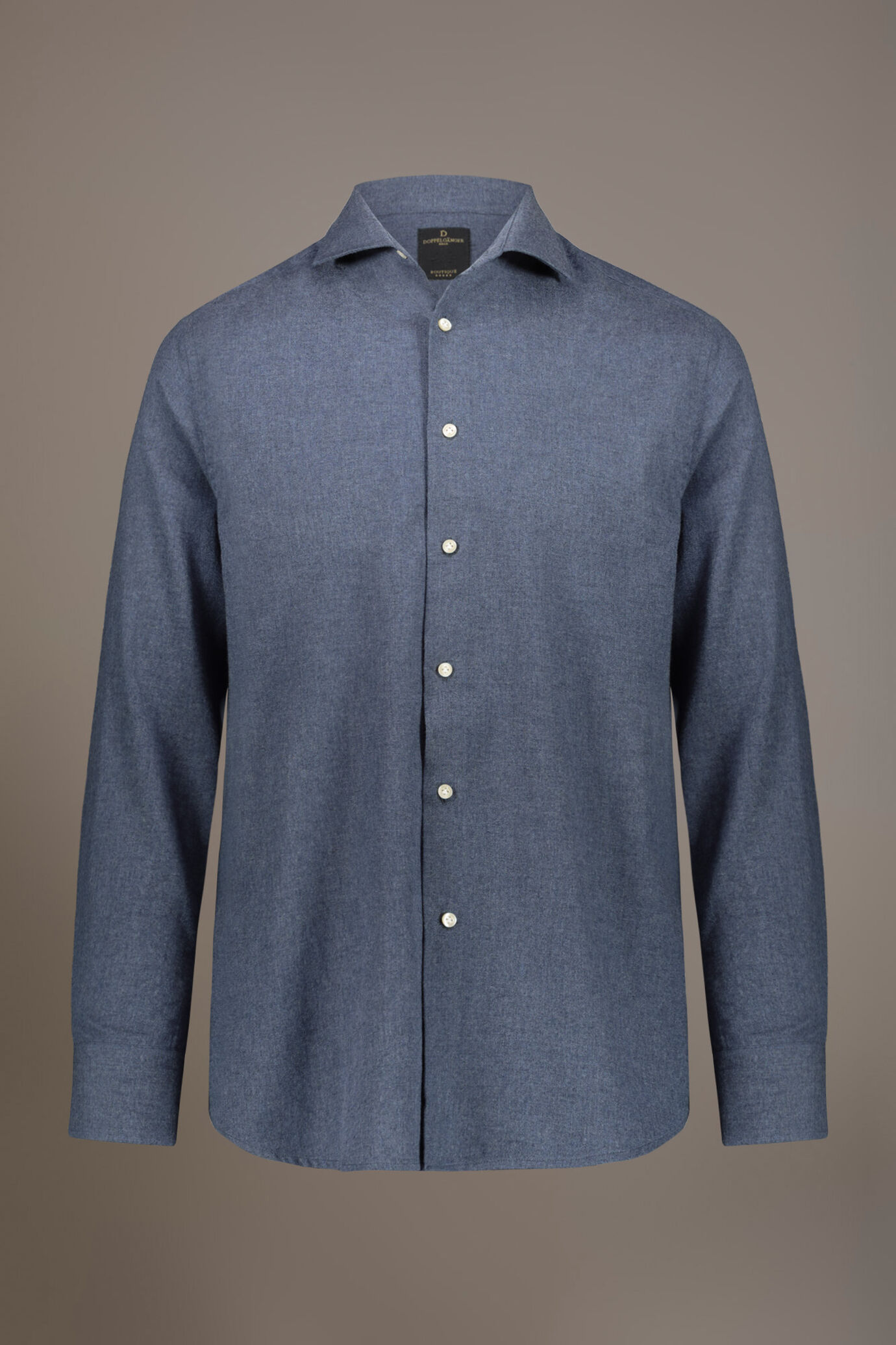 Casual shirt with french collar comfort fit flannel solid colour fabric image number 3