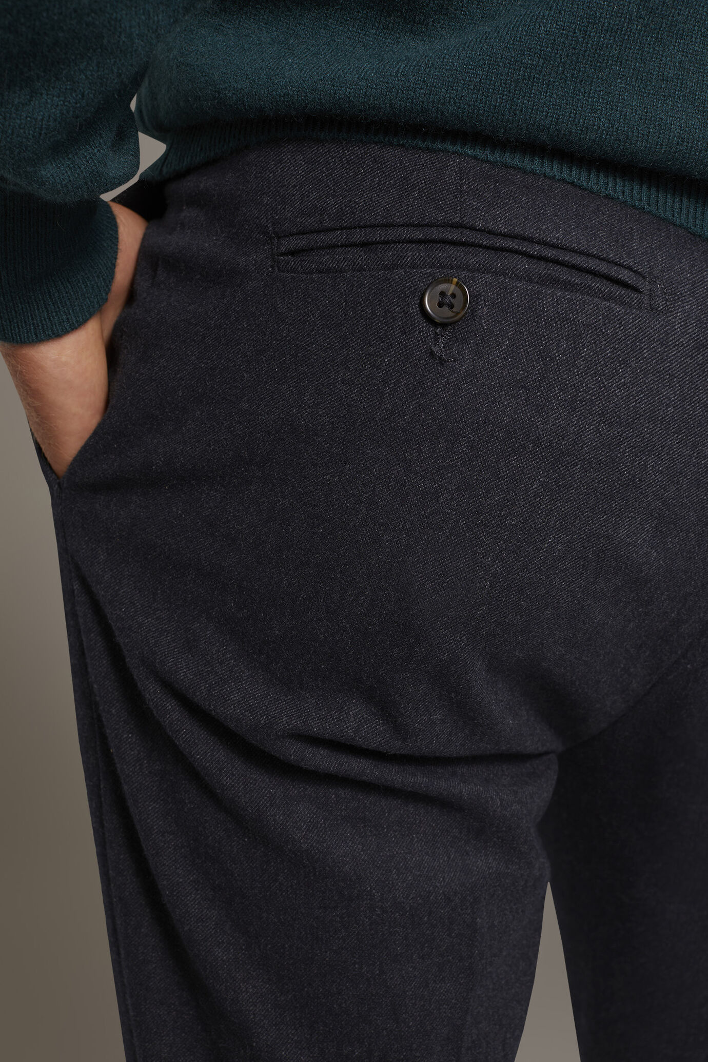 Regular fit chino trousers in twill yarn-dyed melange fabric image number 4
