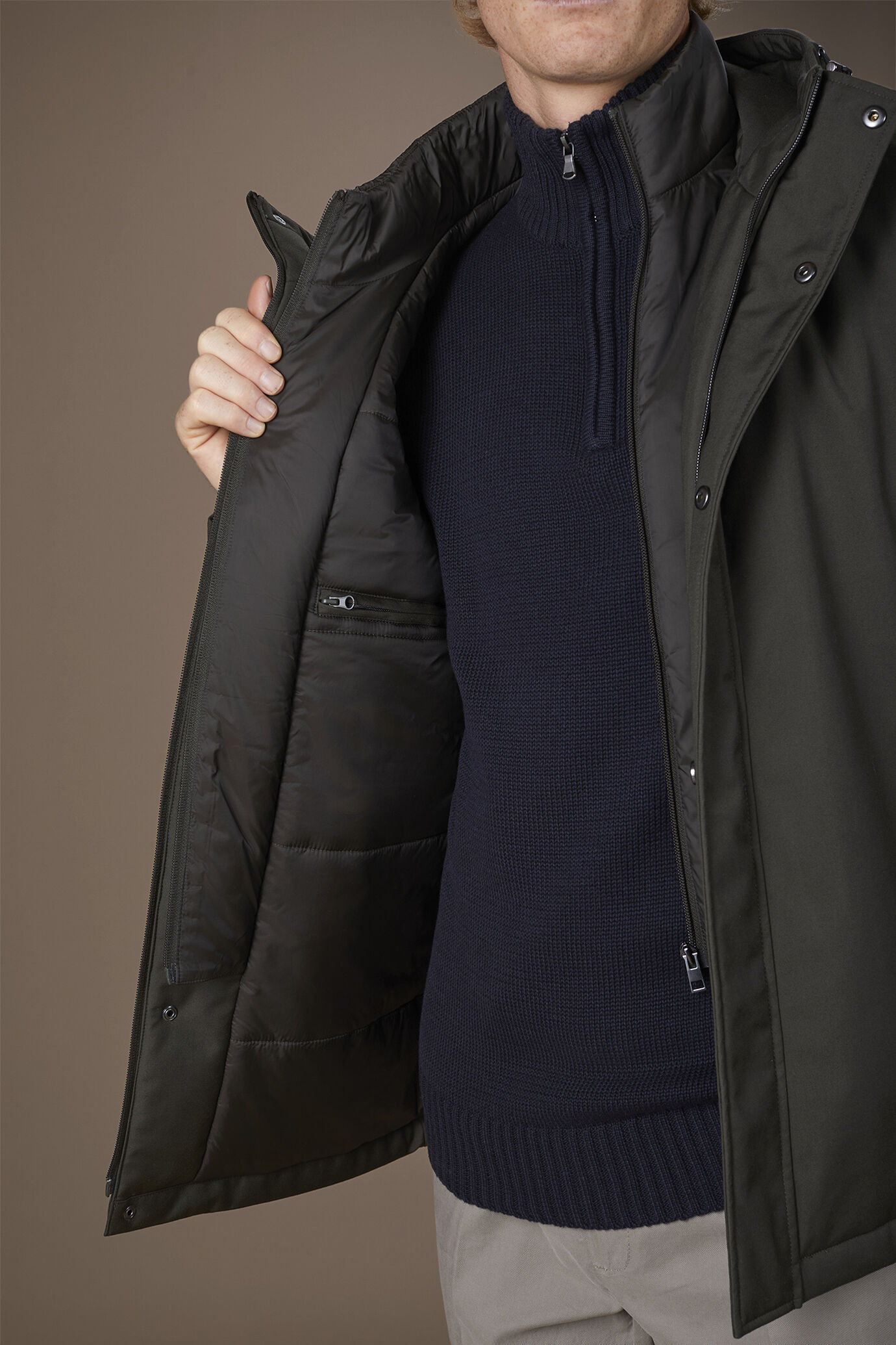 Men's padded jacket in technical fabric regular fit image number 3