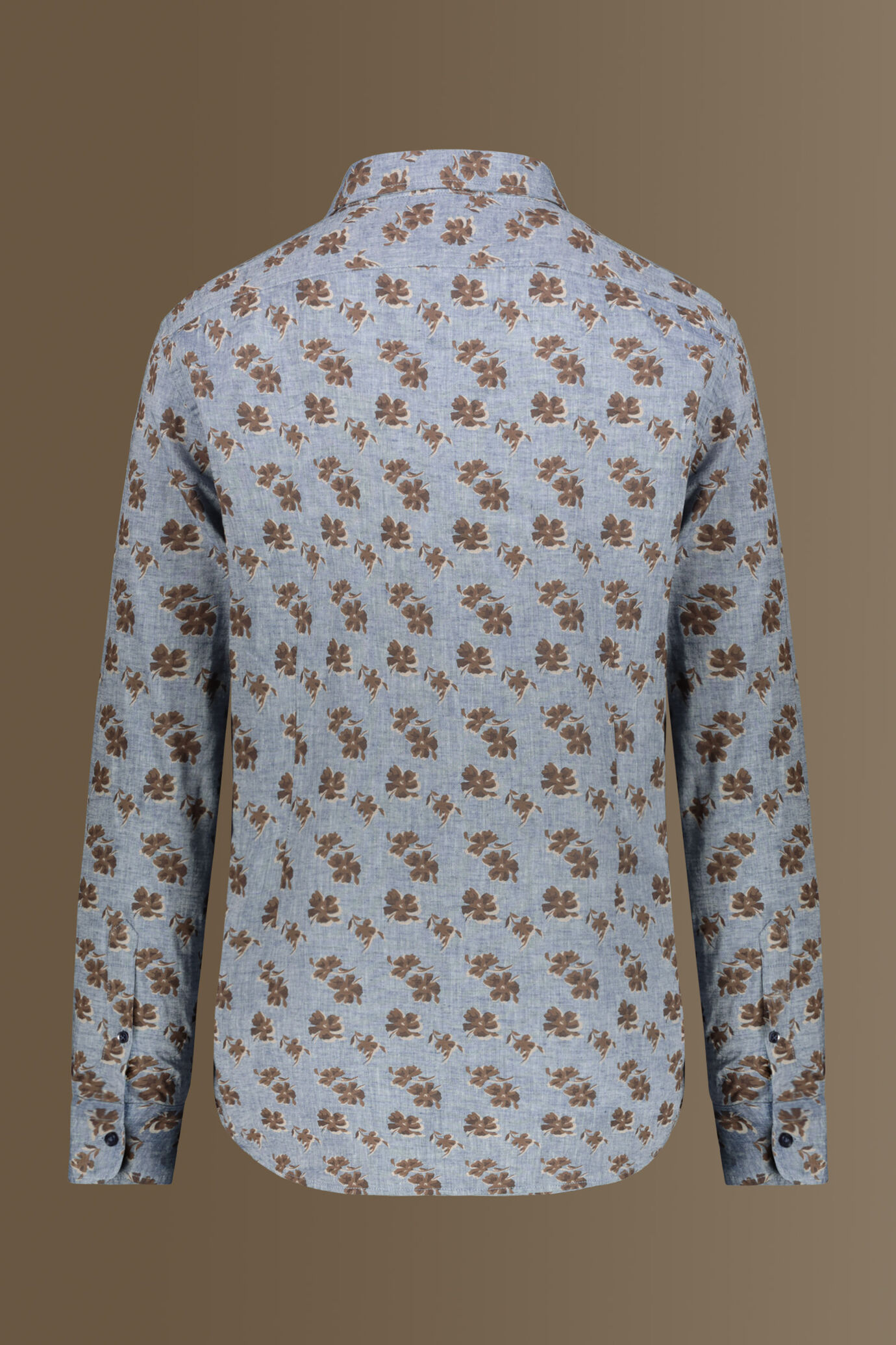 Camicia casual uomo collo francese misto lino con stampa floreale image number 4