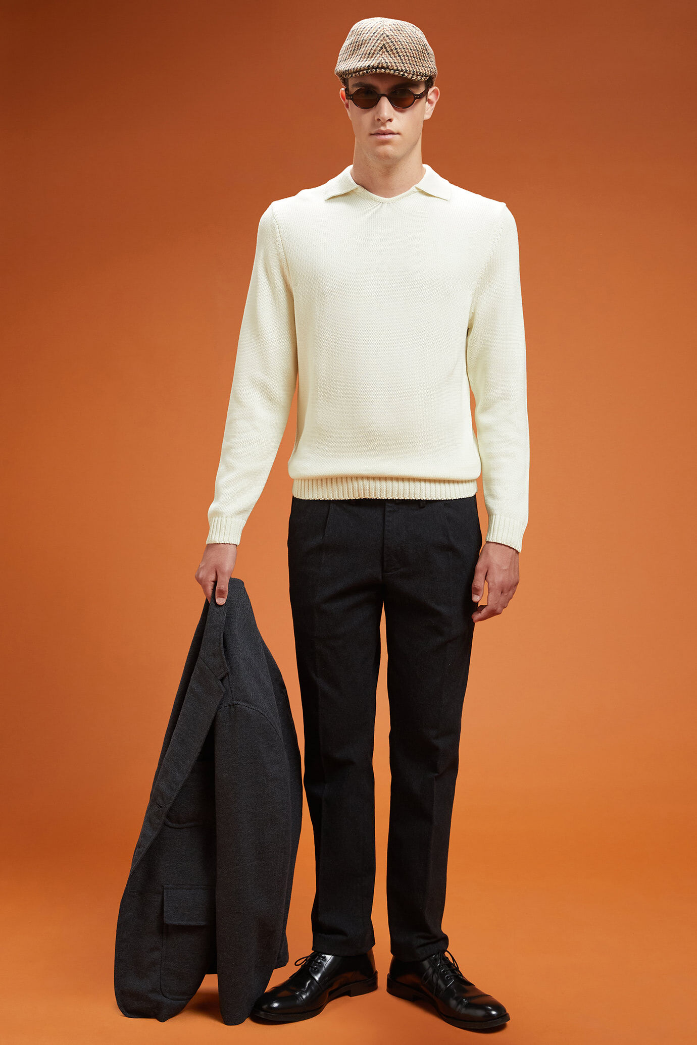 Herren-Pullover mit Derby-Kragen aus englischem Rippstrick in normaler Passform image number 1