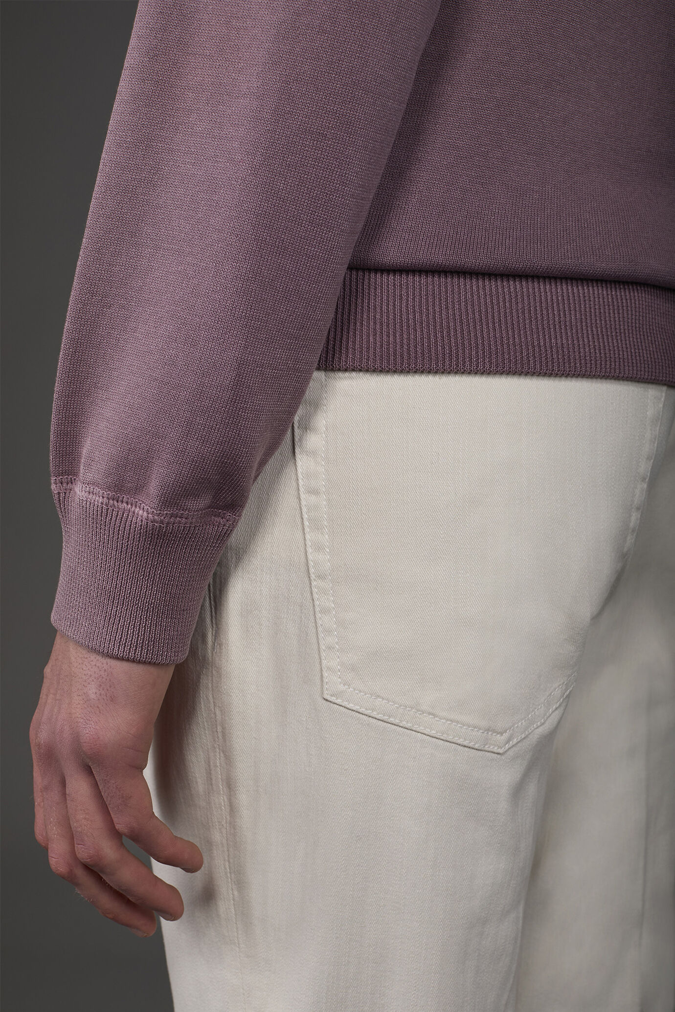 Men's crew neck 100% cotton sweater with raglan sleeves image number 3