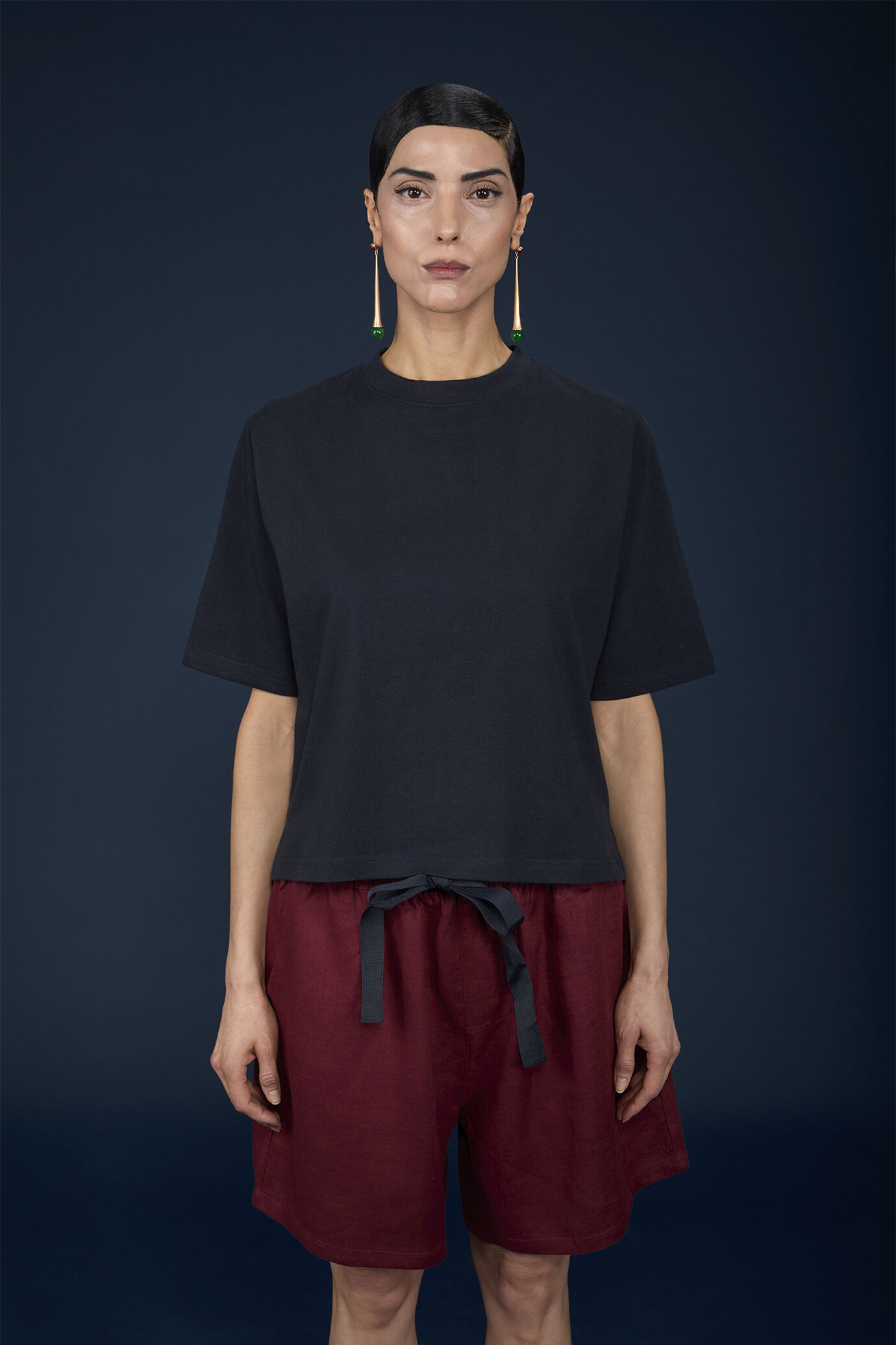 T-shirt femme &agrave; col rond, 100% coton, manches mi-longues, coupe classique image number 1