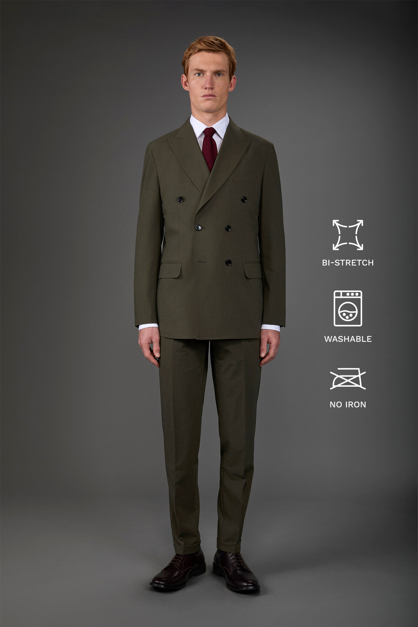 Zweireihiger Herrenanzug mit Bügelfaltenhose aus Bi-Stretch-Stoff image number 1