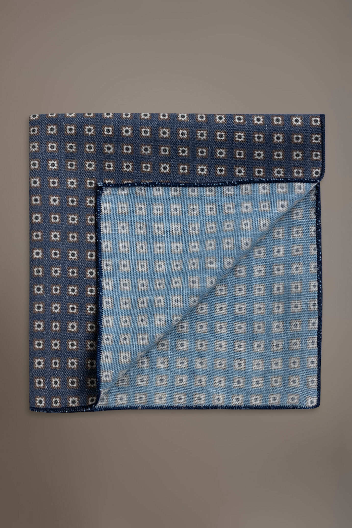 Pochette Blue misto lino uomo disegno fantasia image number 0