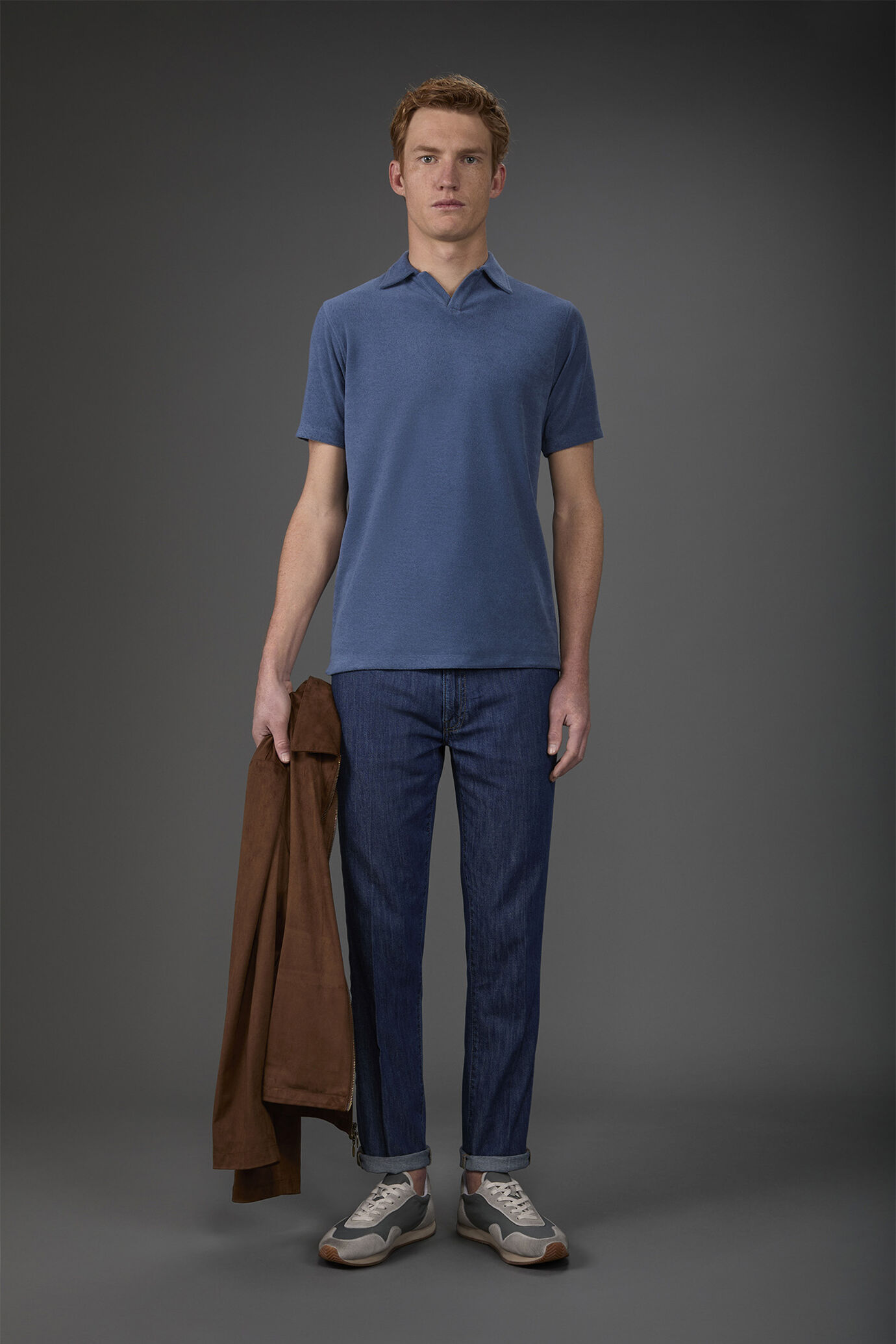 Kurzarm-Poloshirt für Herren mit Derby-Kragen aus Frottee image number 1