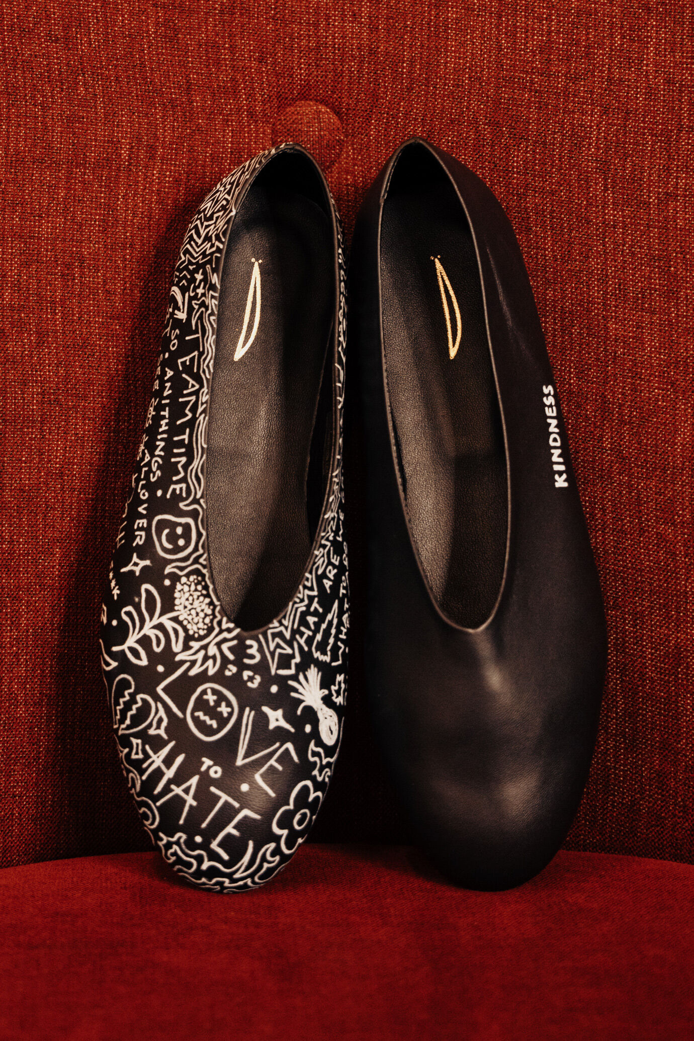 Damen-Ballerinas 100 % Leder handbemalt "Imperfection” Limitierte Edition image number 7