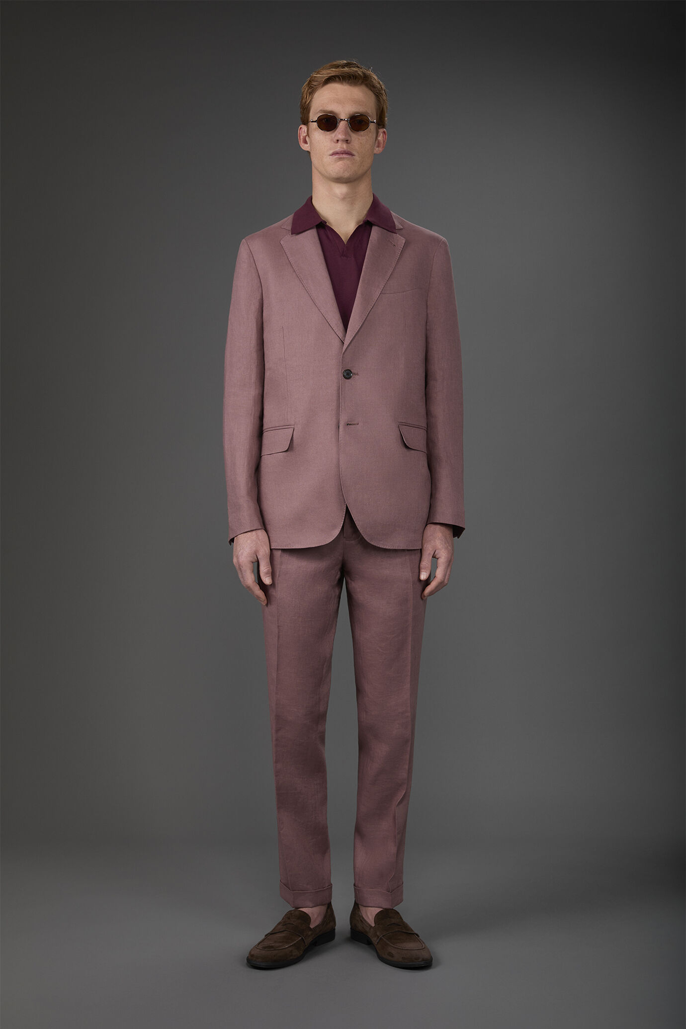 Abito uomo monopetto con pantalone senza pinces, in 100% lino con effetto lavato image number 0