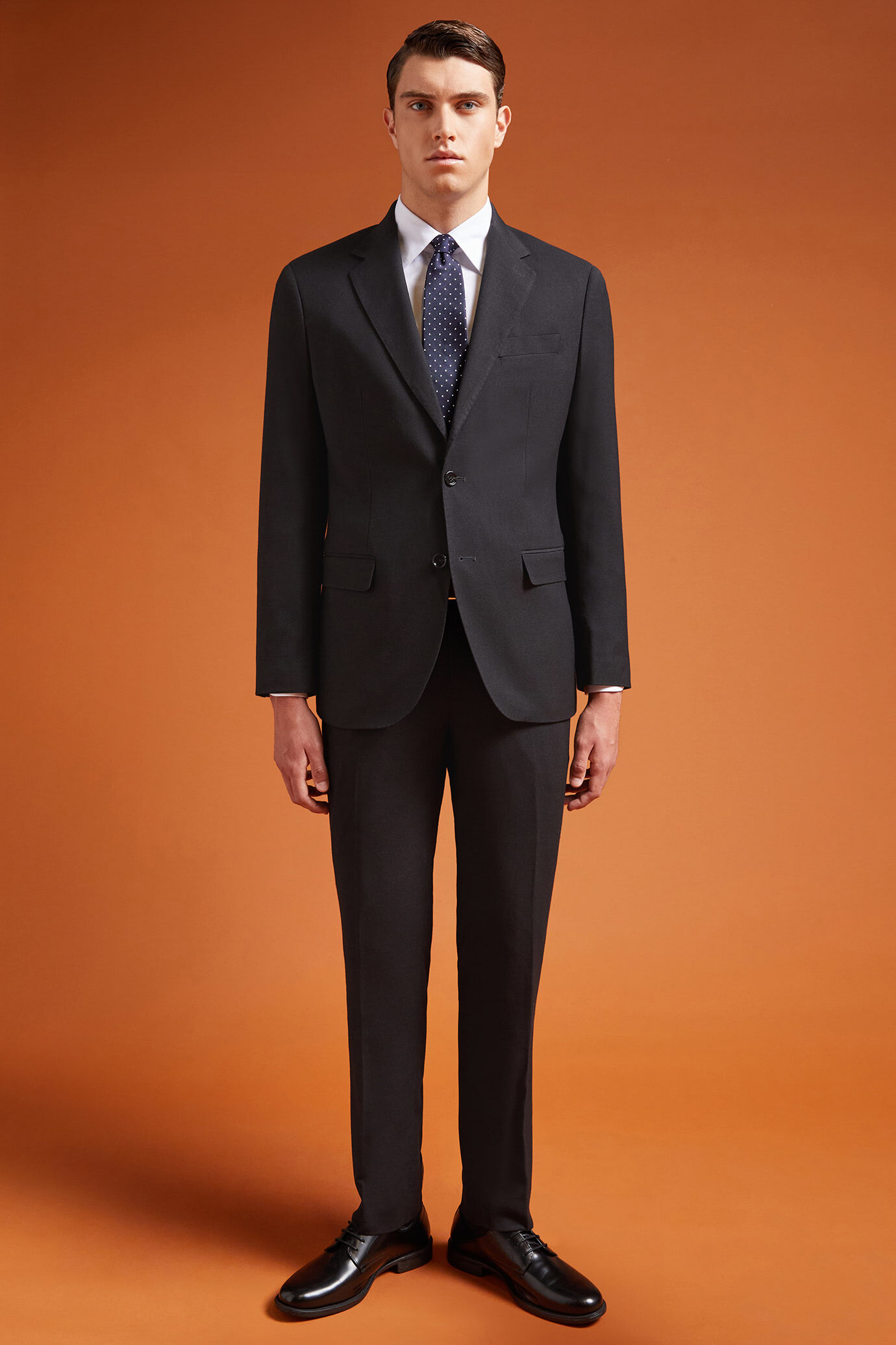 Costume homme à simple boutonnage avec motif œil-de-perdrix, coupe classique image number 0