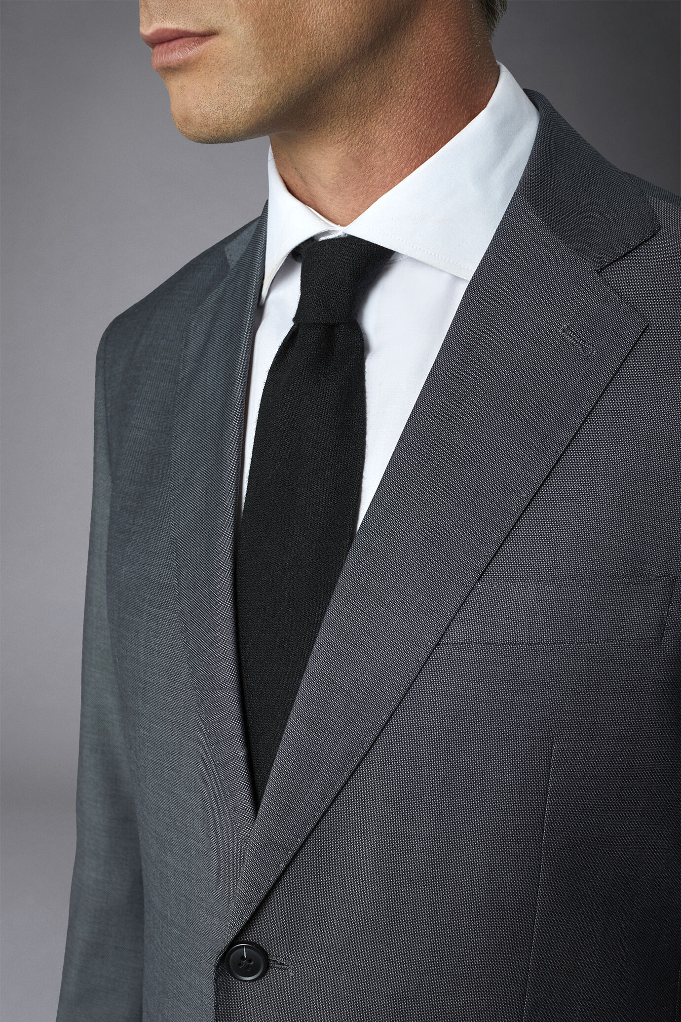 Men's single-breasted suit regular fit bird's eye fabric image number 3