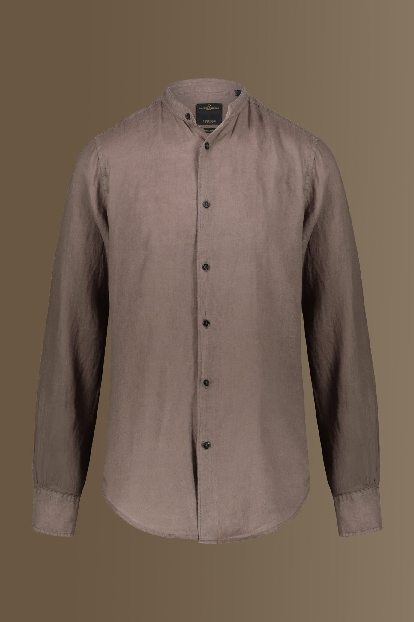 Camicia casual collo coreano 100% lino tinta unita uomo image number 4