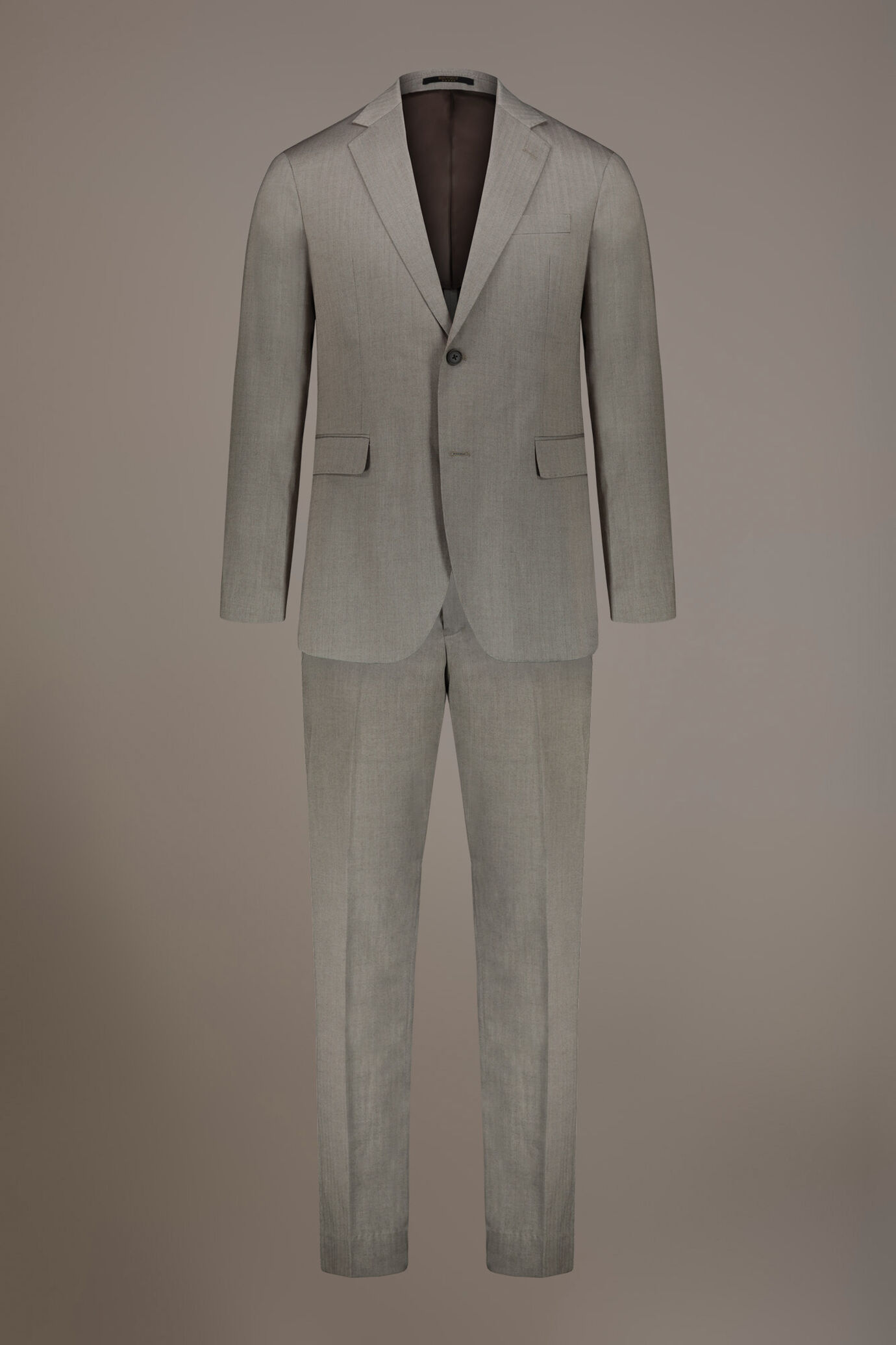 Regular fit single-breasted suit patterned herringbone fabric with solaro texture image number 4