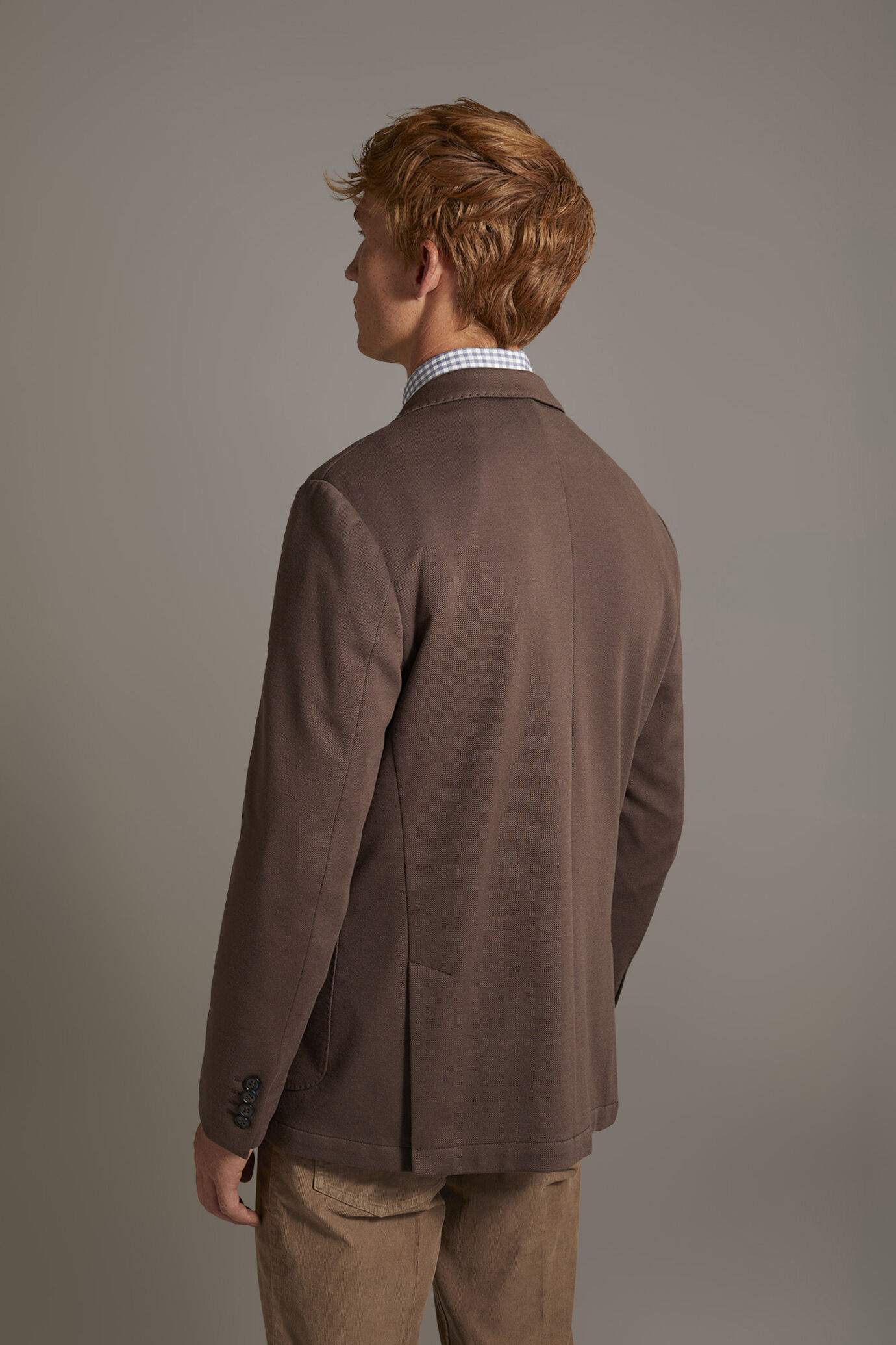 Giacca monopetto tessuto jersey misto cotone image number 4