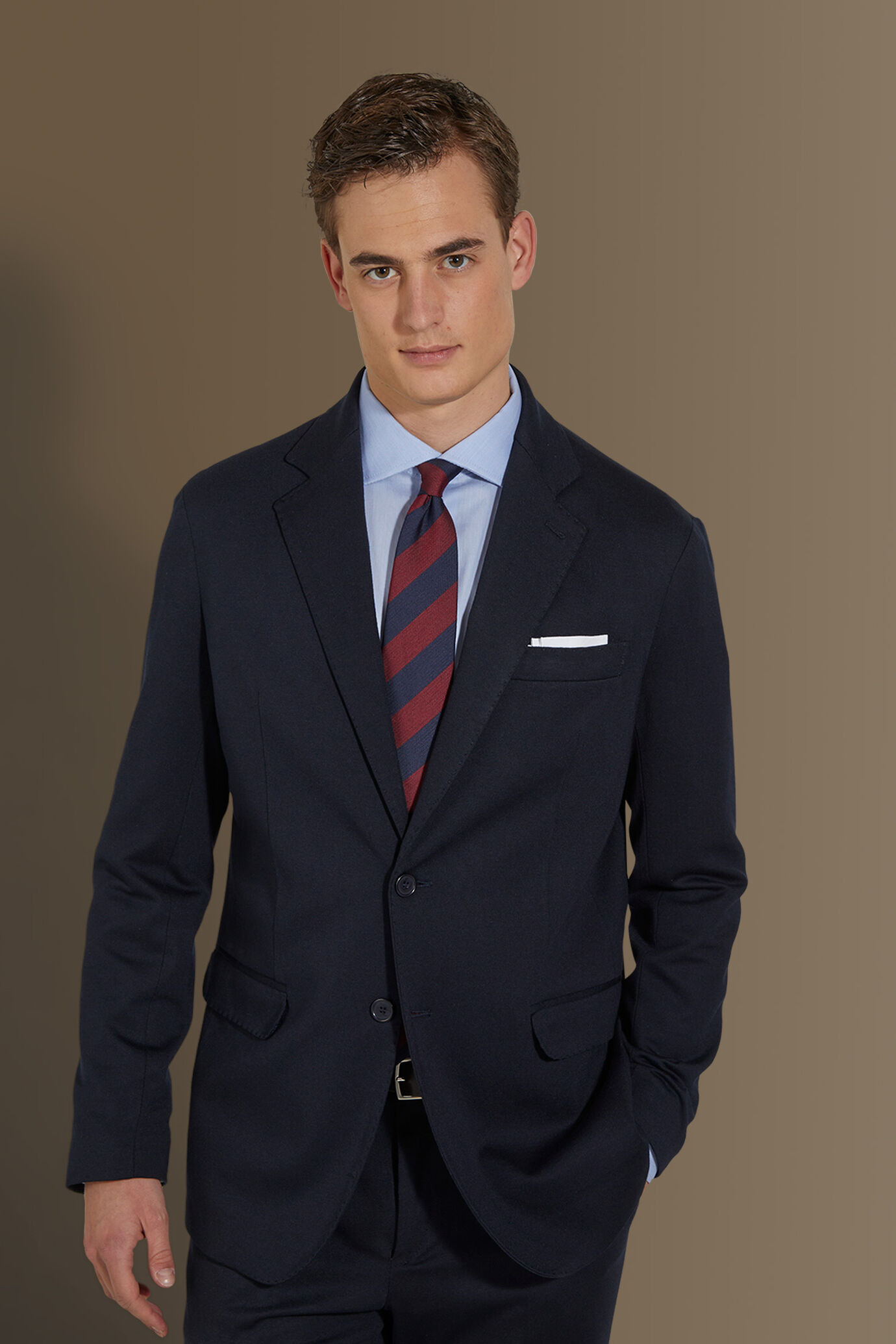 Abito monopetto uomo con pantalone senza pinces tessuto jersey image number 2
