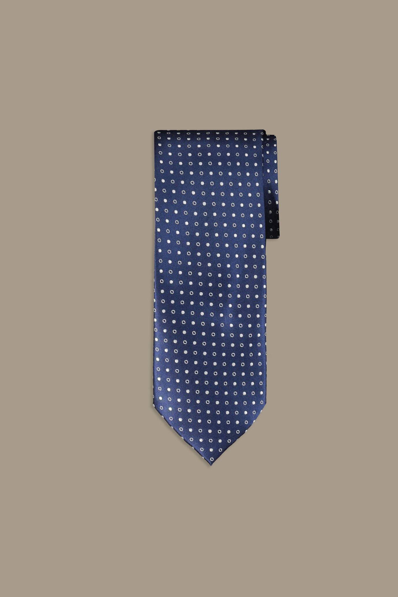Cravatta uomo jaquard blue pois bianchi e tono su tono image number 0