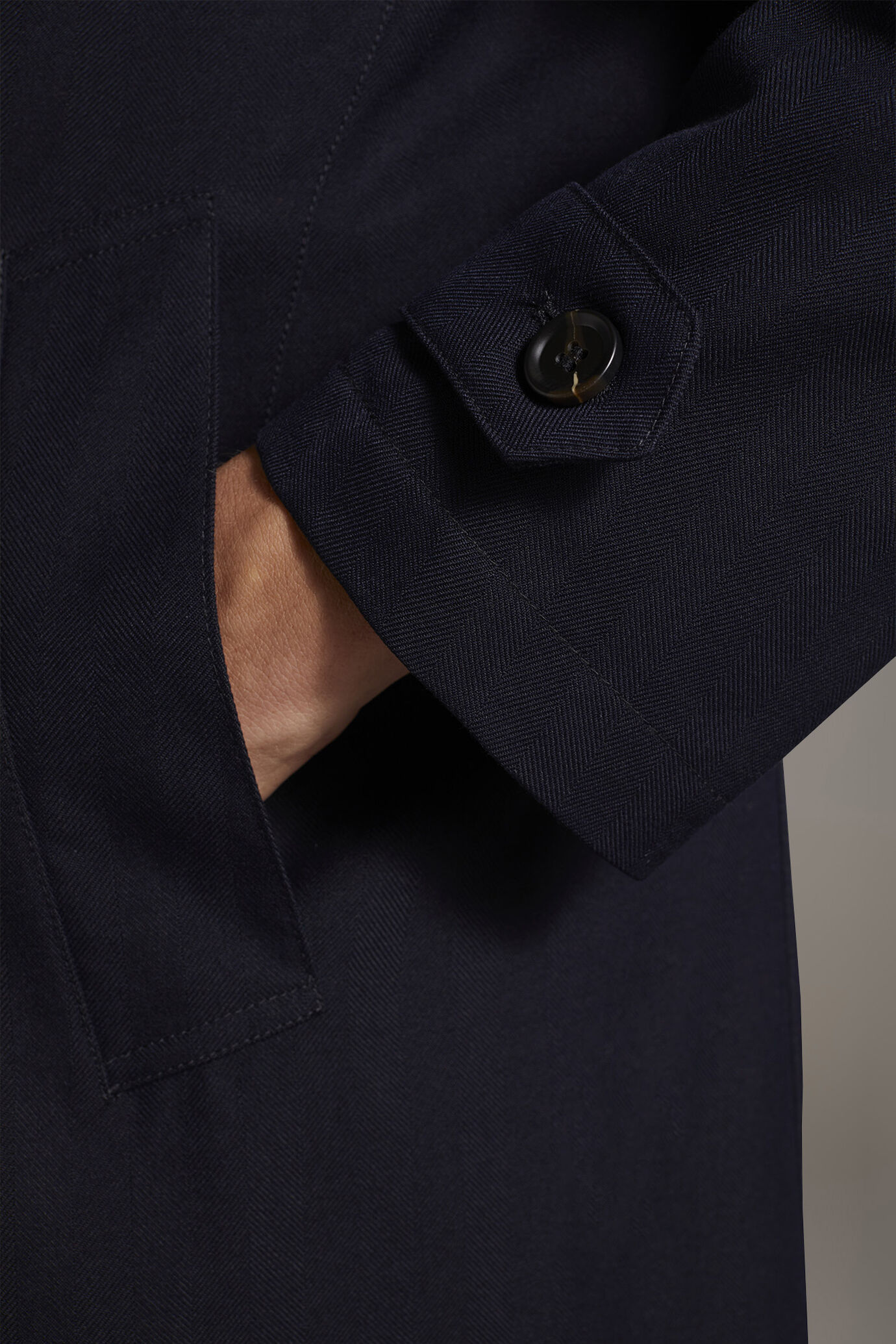 Padded coat harringobone fabric image number 4