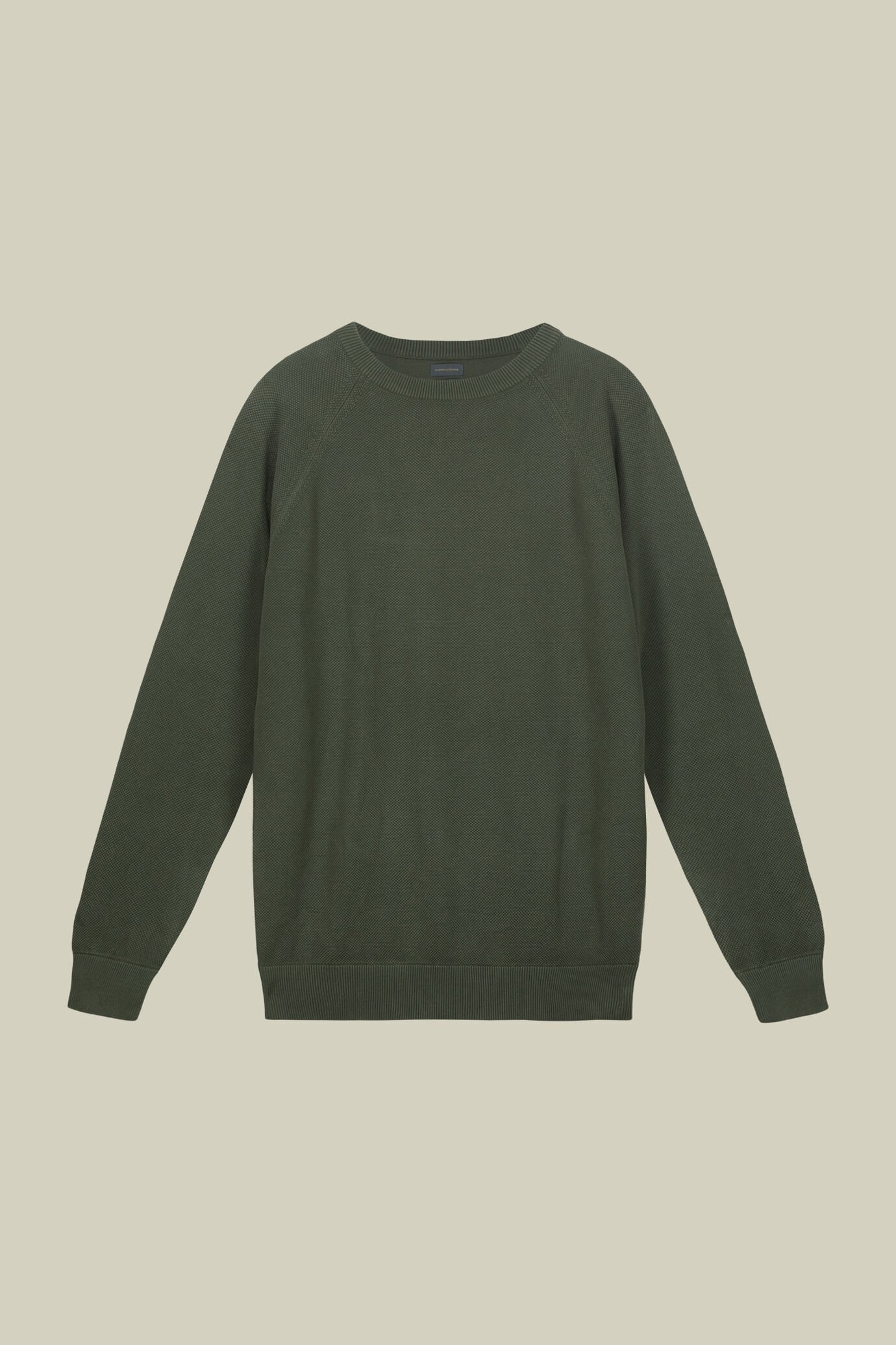 Herren-Pullover mit Rundhalsausschnitt aus reiner Baumwolle mit Raglanärmeln