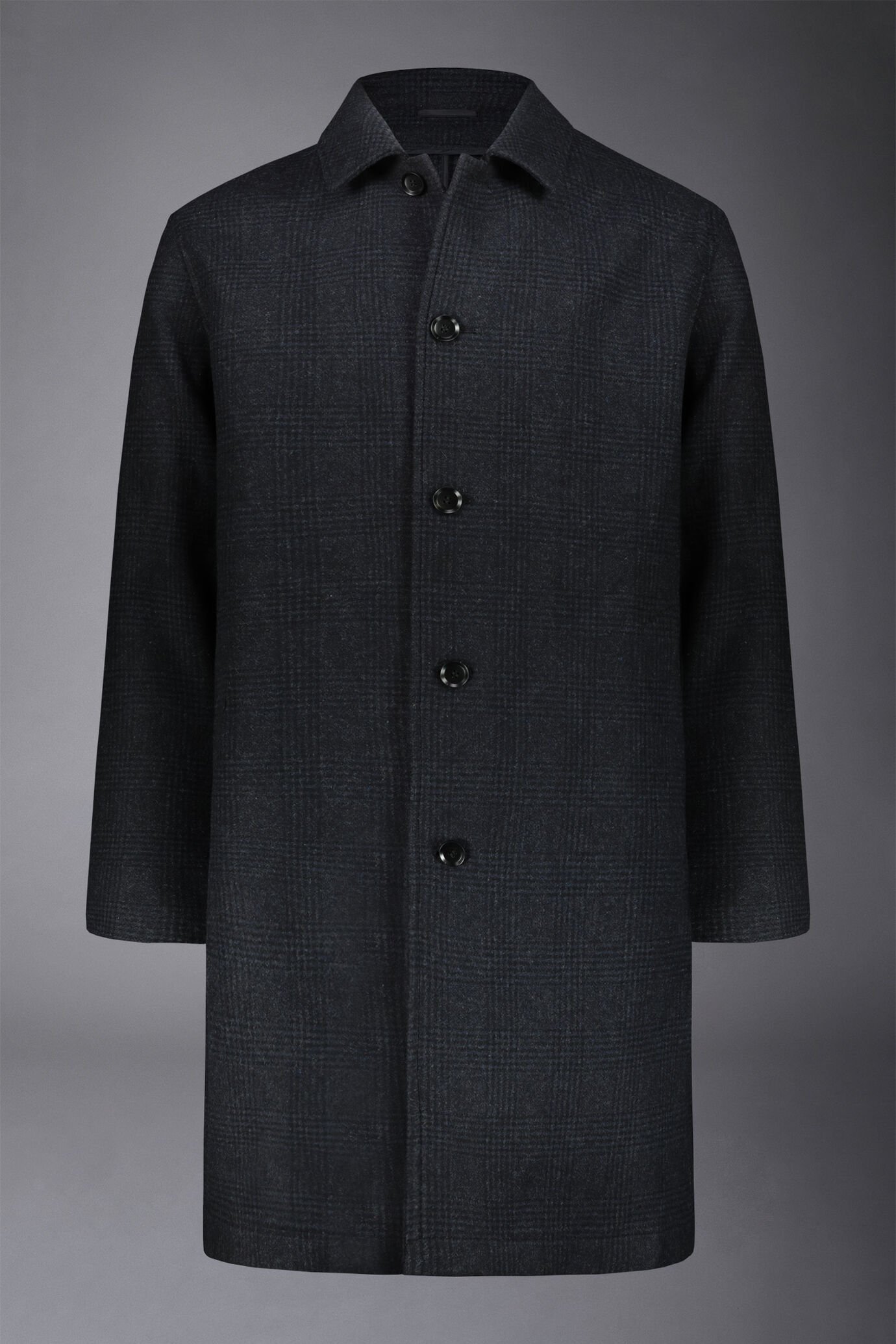 Men's wool-blend single-breasted checked loden coat image number 4