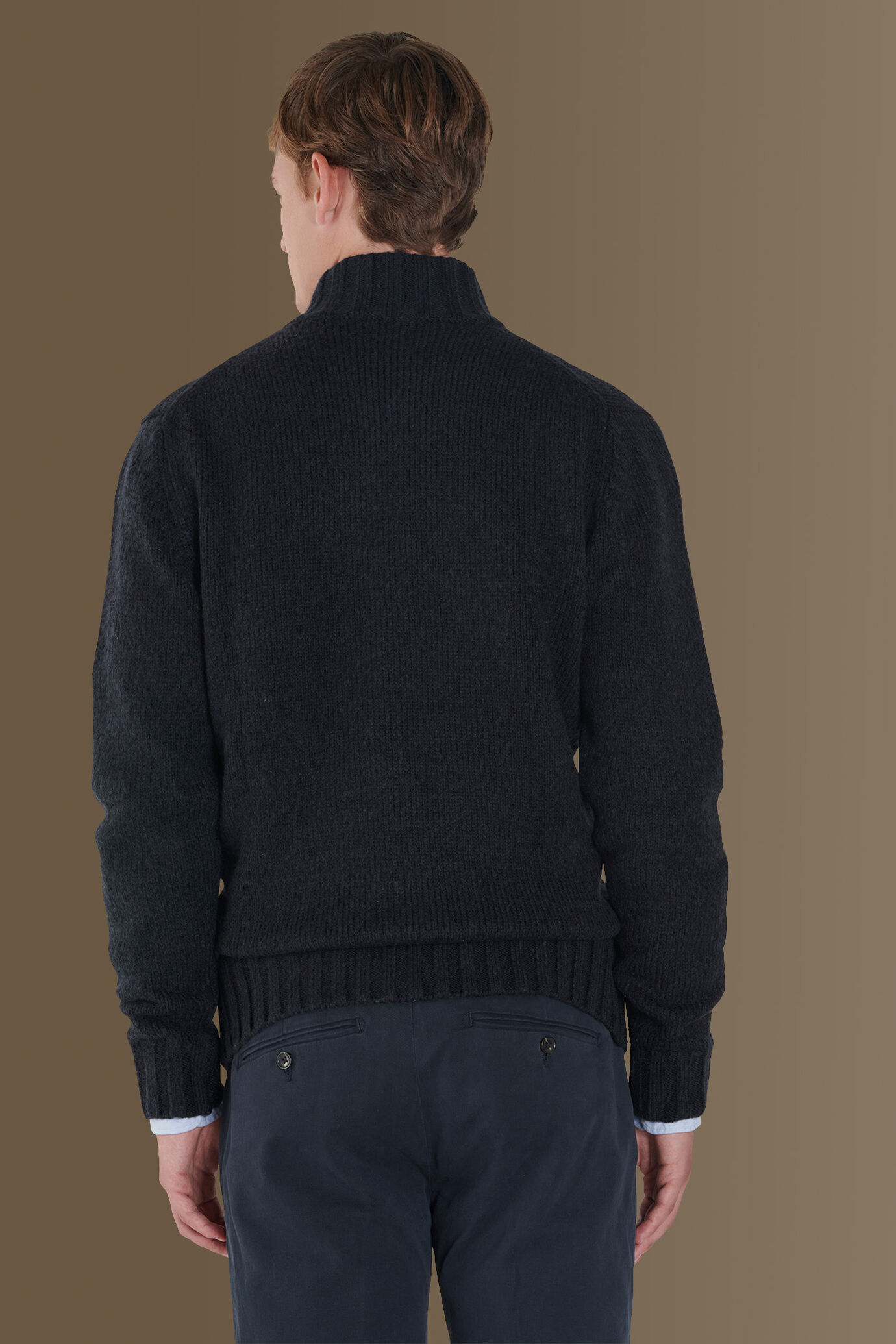 Cardigan with high collar english rib image number 2