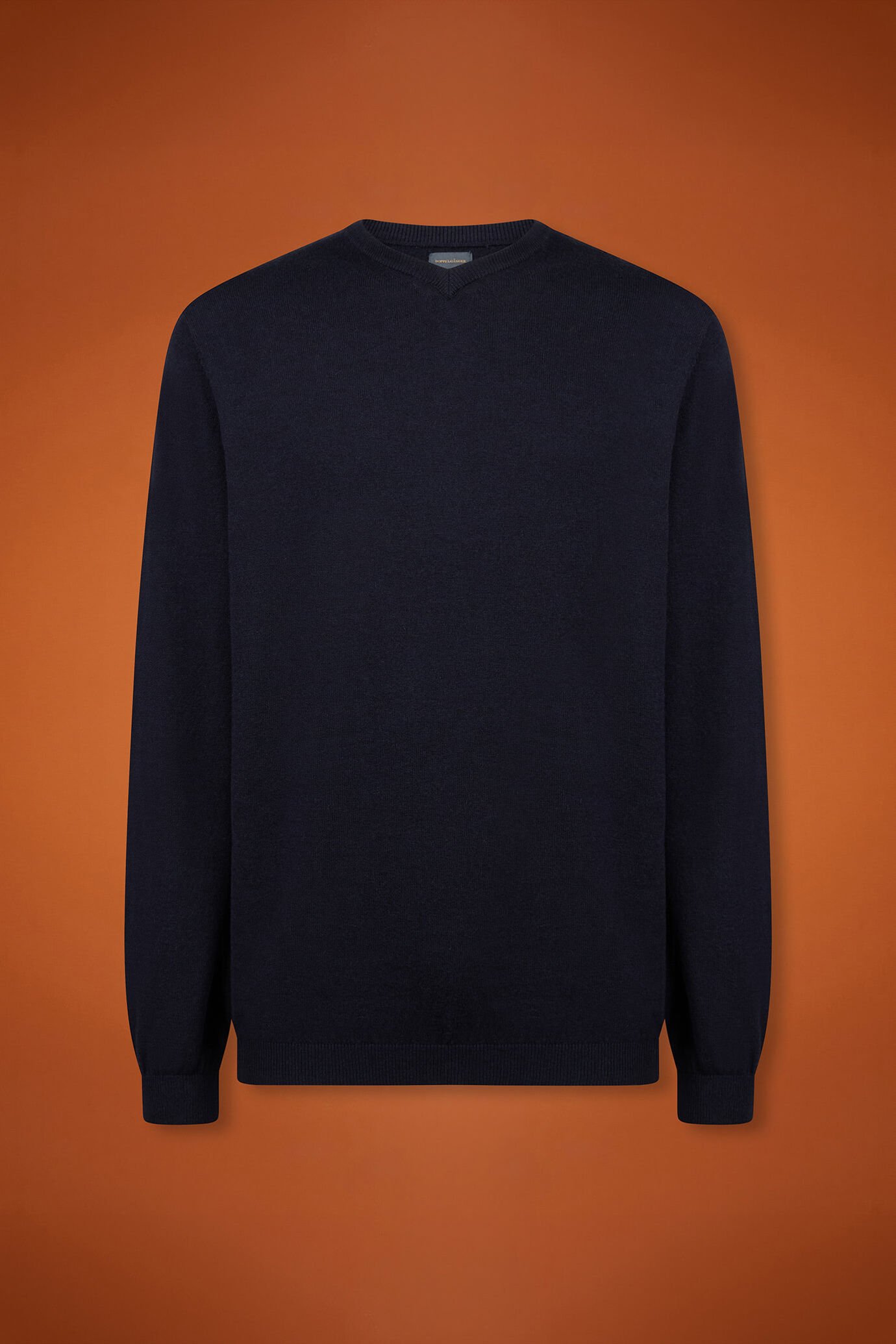Maglia uomo scollo a V lana e cotone regular fit