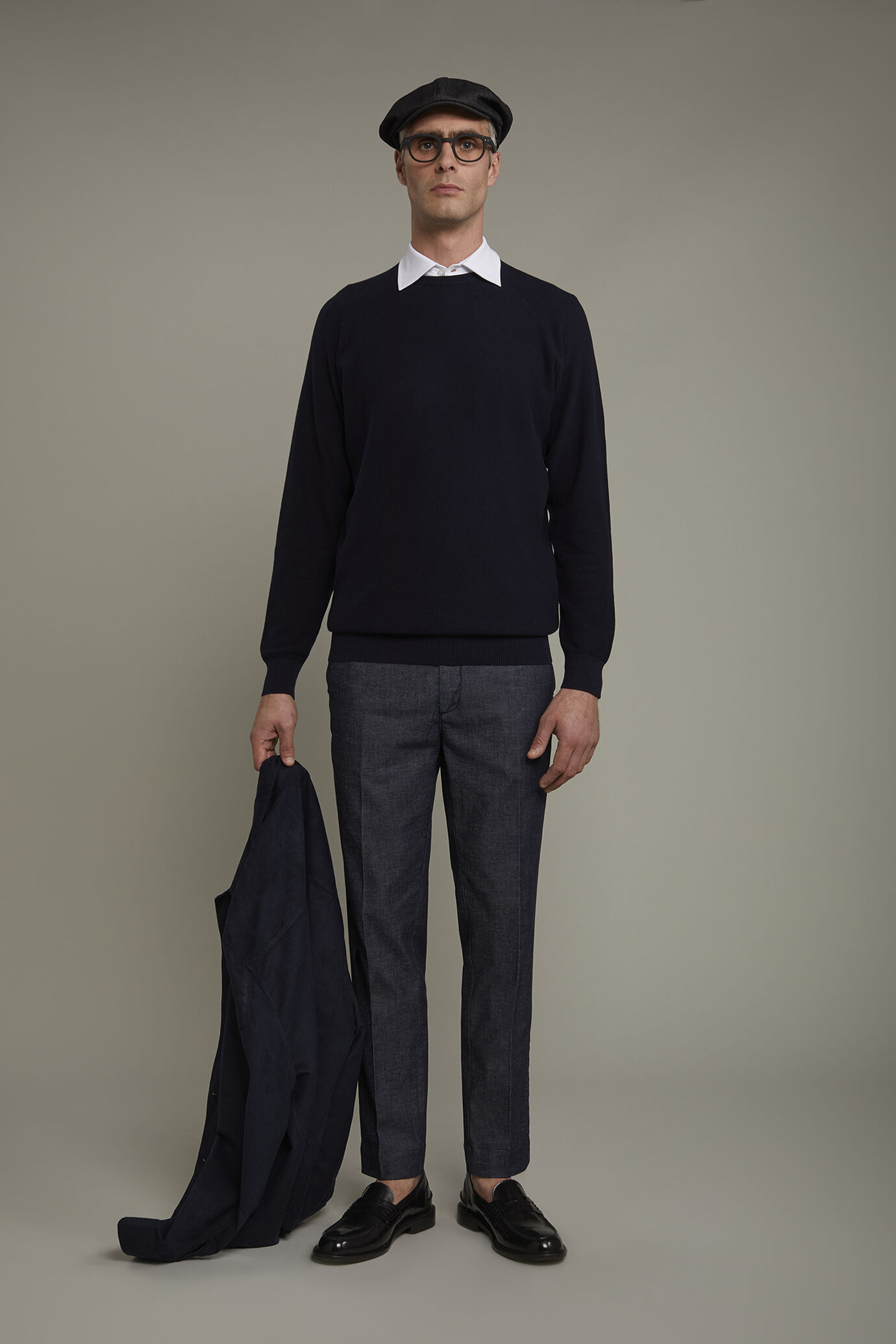 Men's Round neck raglan sweater 100% cotton regular fit image number 0