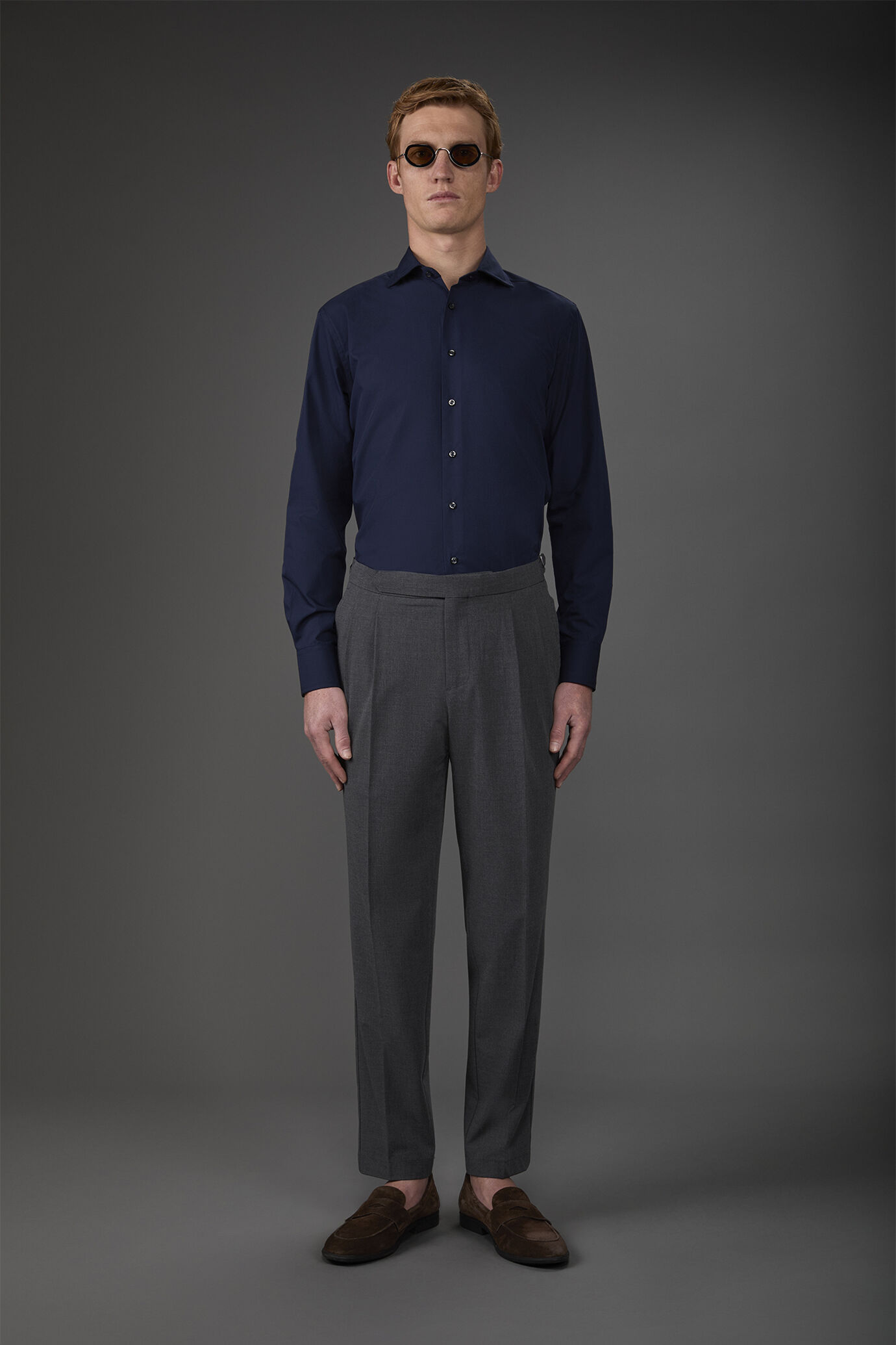 Camicia classica collo francese uomo tinta unita image number 2