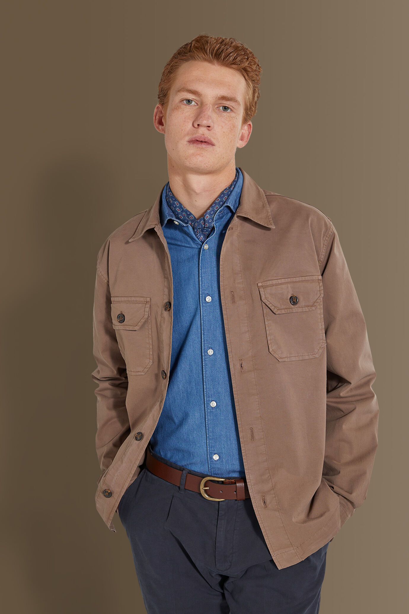 Chambray overshirt french collar image number 1